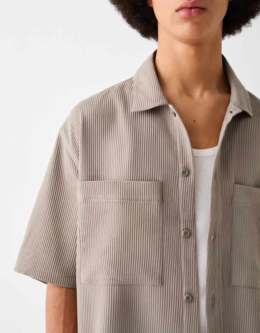 Wide-leg pleated trousers-Sand-5