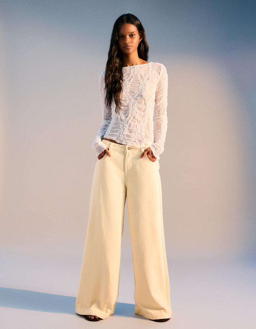 Pantalon Flare Pantalon Bershka Blanco Jeans Flare Pantalones