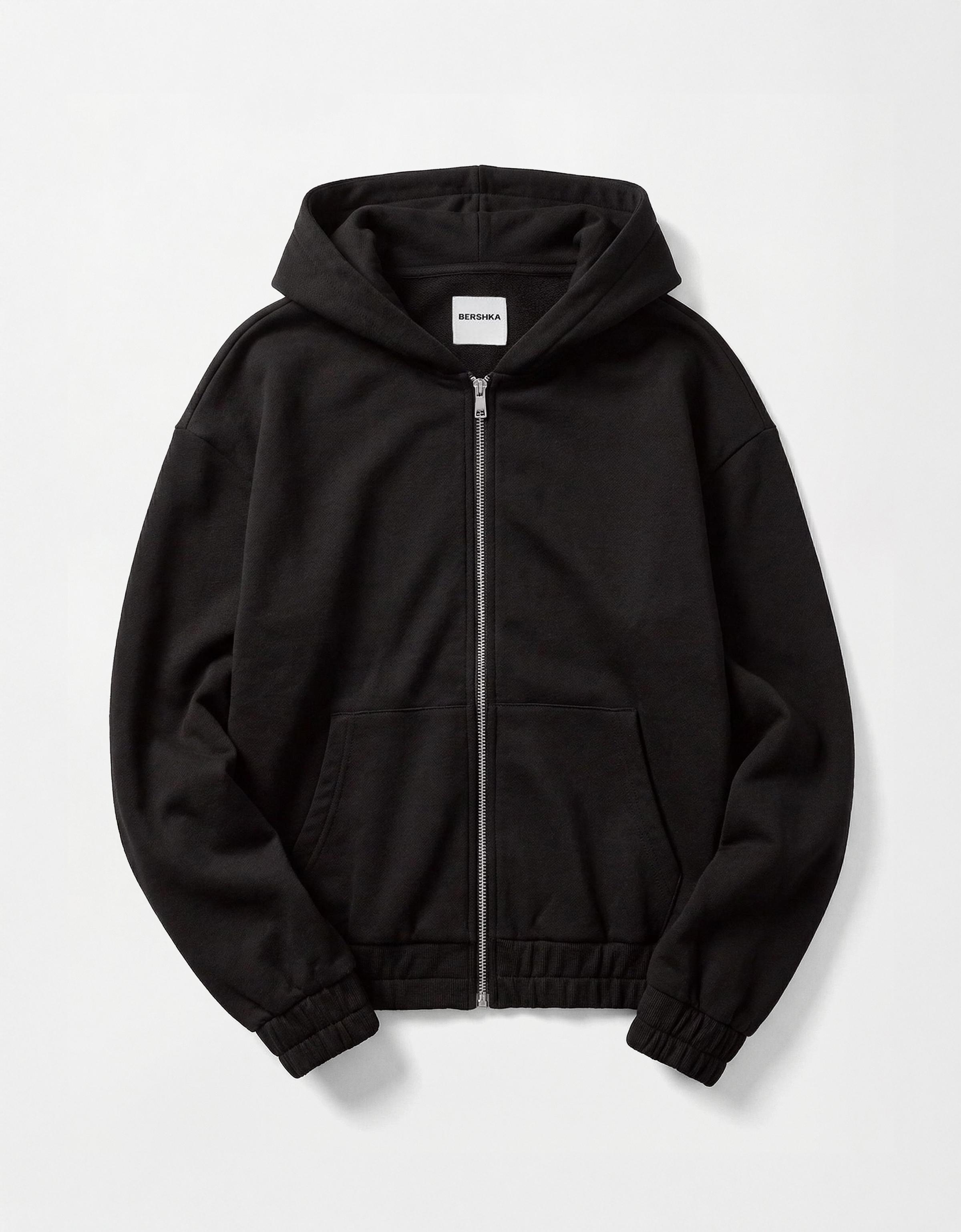 Fermuarlı sentetik kauçuk kumaş kapüşonlu sweatshirt - Görsel 68