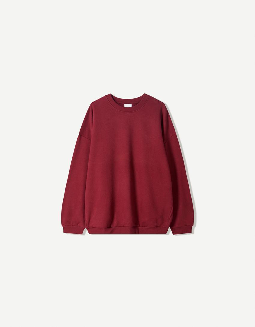 Oversize-Sweatshirt mit Taschen-Bordeaux-3
