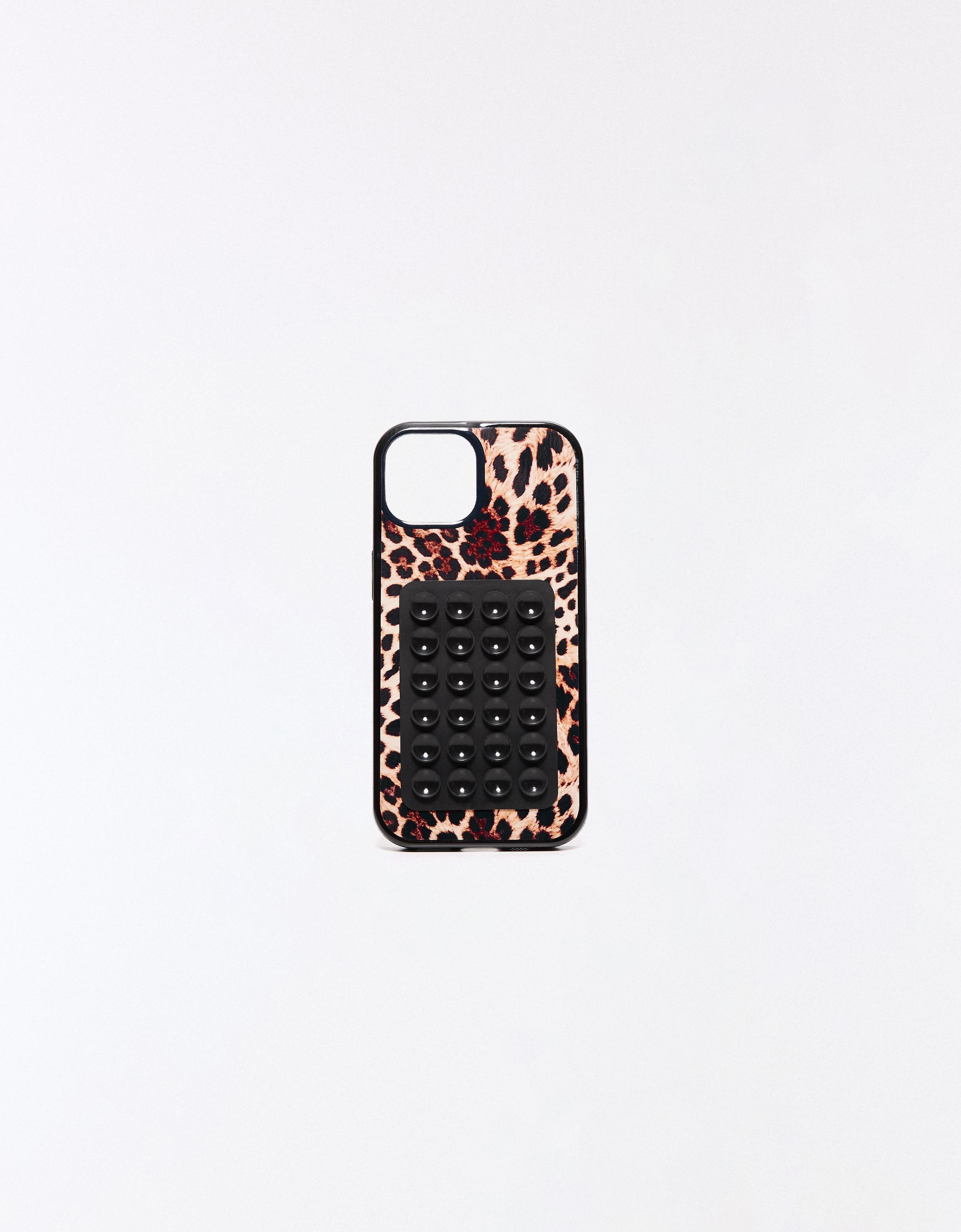 Animal print suction cup mobile phone case — Black