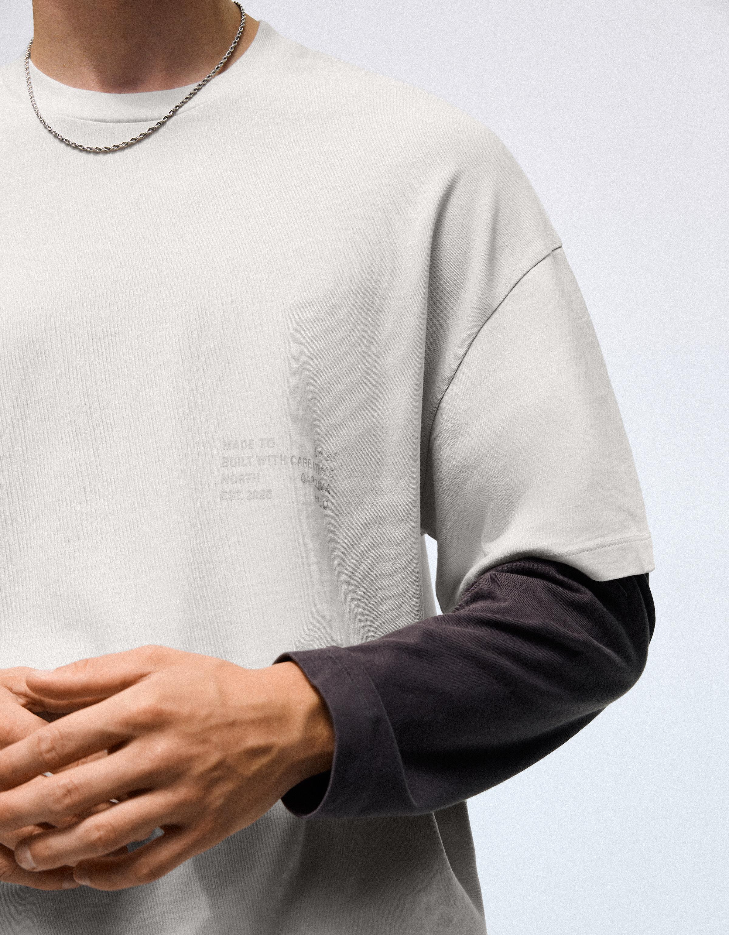Contrast double-sleeve T-shirt — Grey