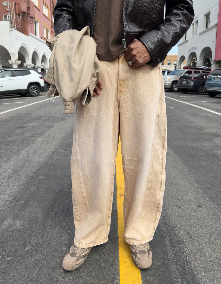 Barrel-leg jeans-Camel