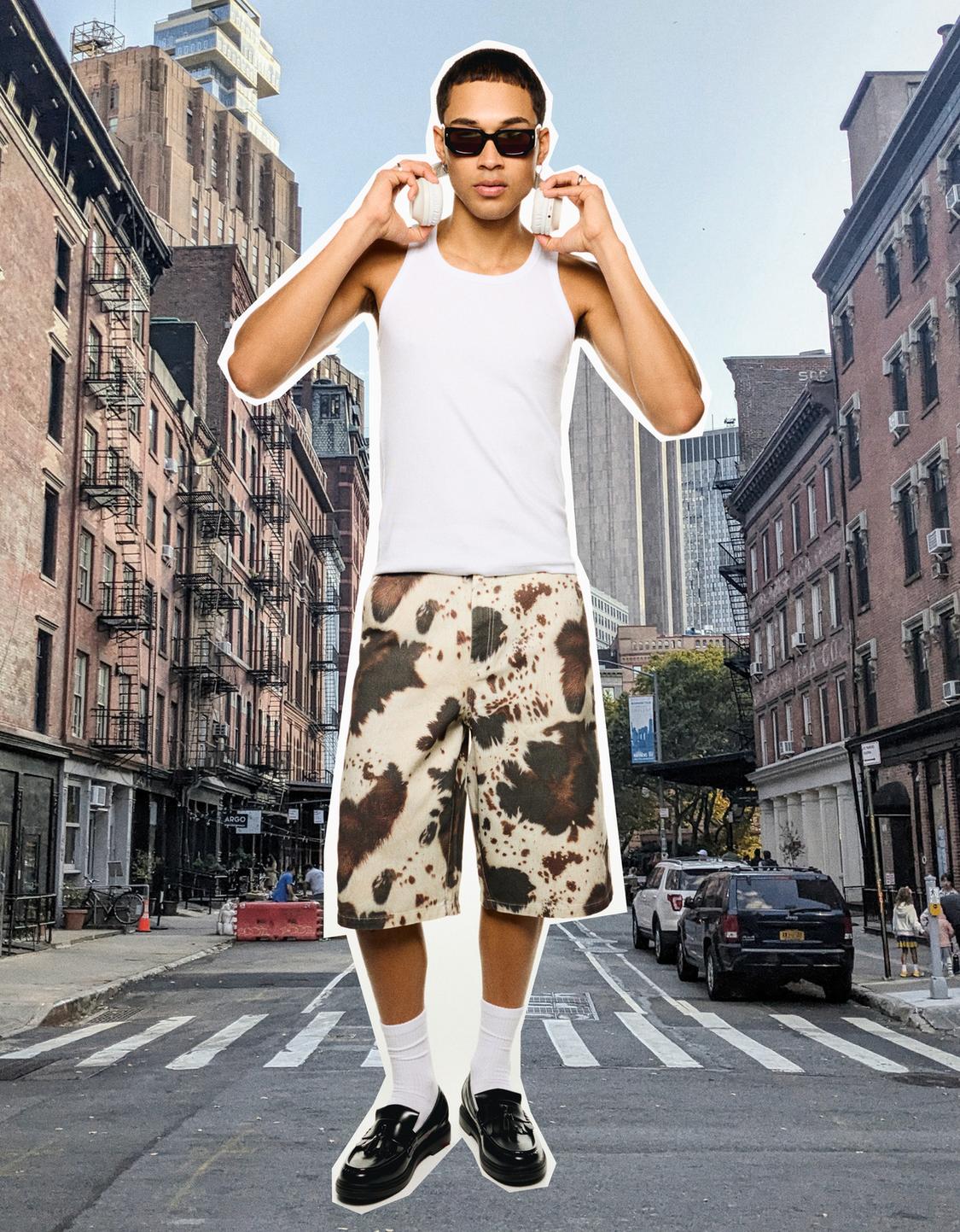 Animal print skater Bermuda shorts