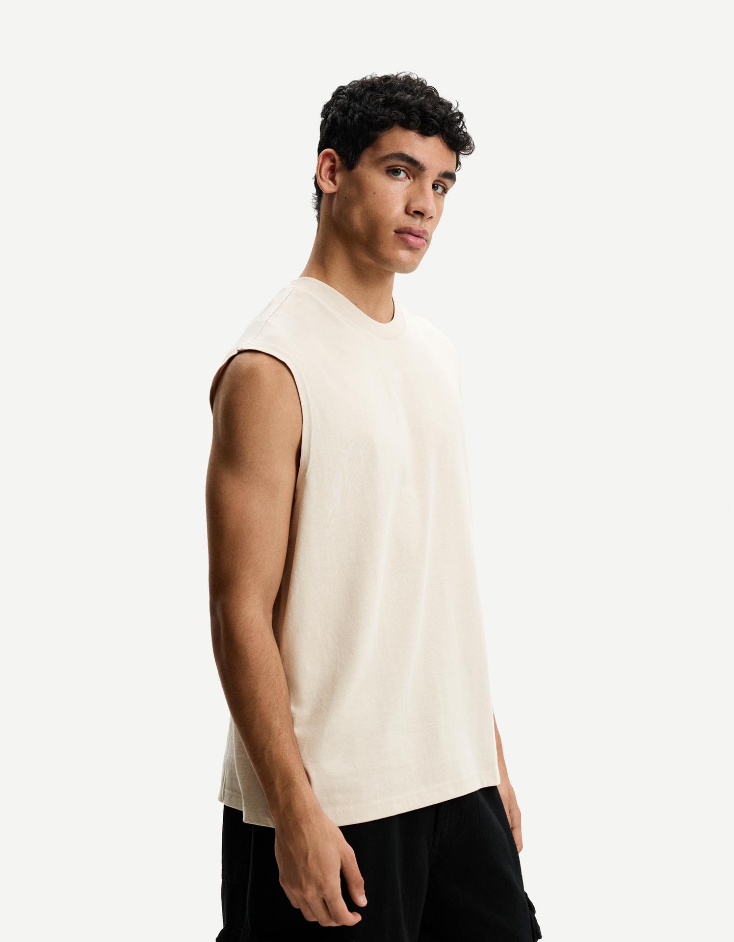 Bershka Magliette Senza Maniche Uomo L Sabbia