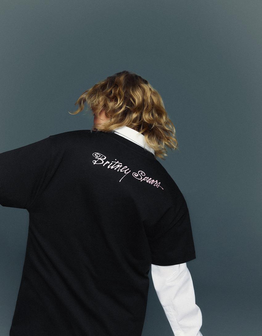 Britney Spears kortermet T-skjorte med trykk-Svart
