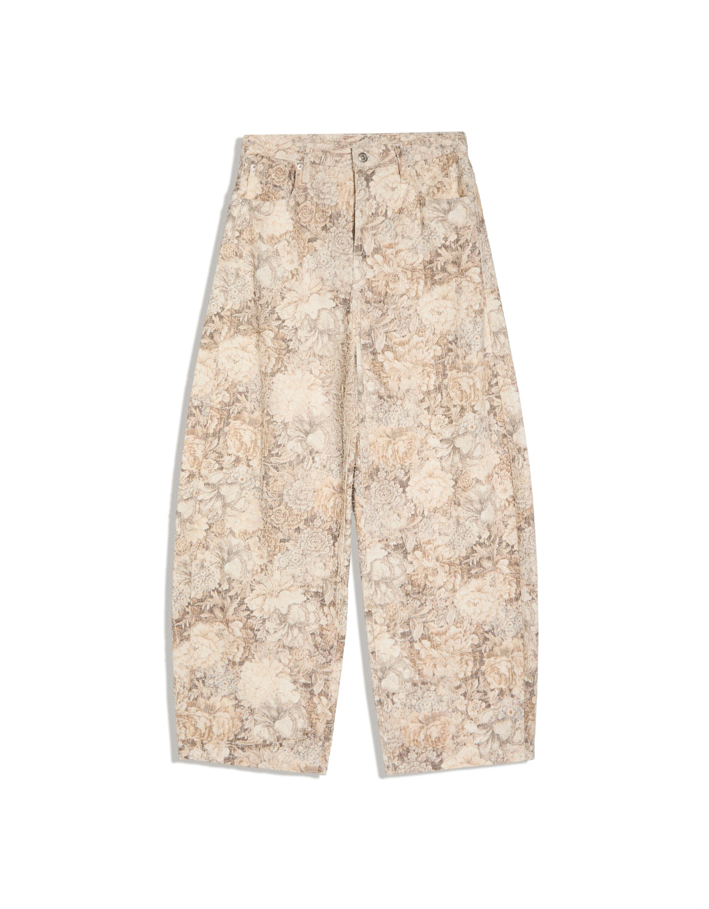 Printed barrel-leg trousers — Sand