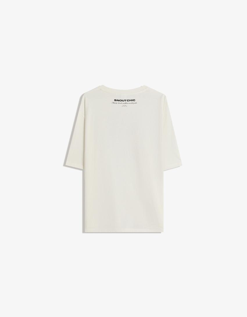 T-shirt à manches courtes imprimé-Blanc cassé-5