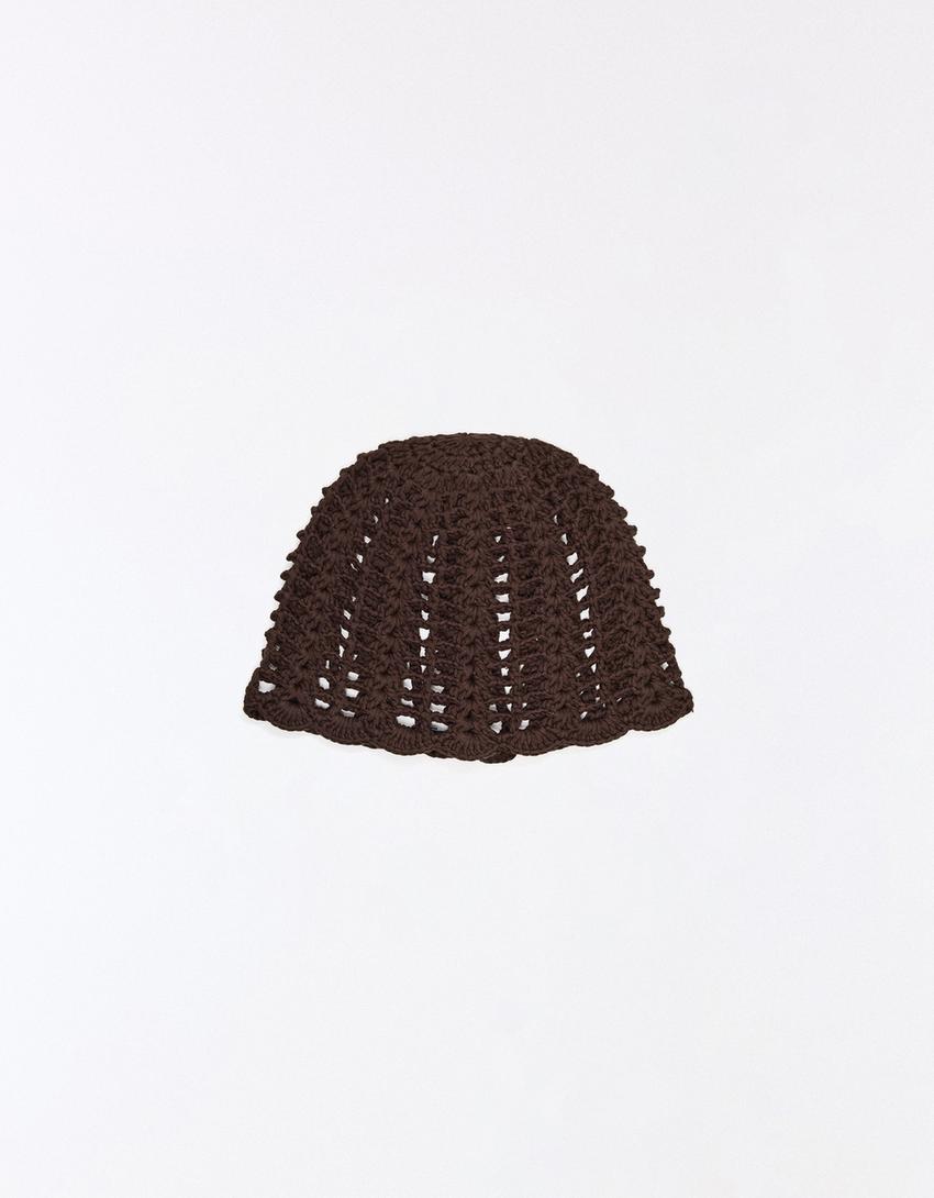 Knitted skullcap-Brown