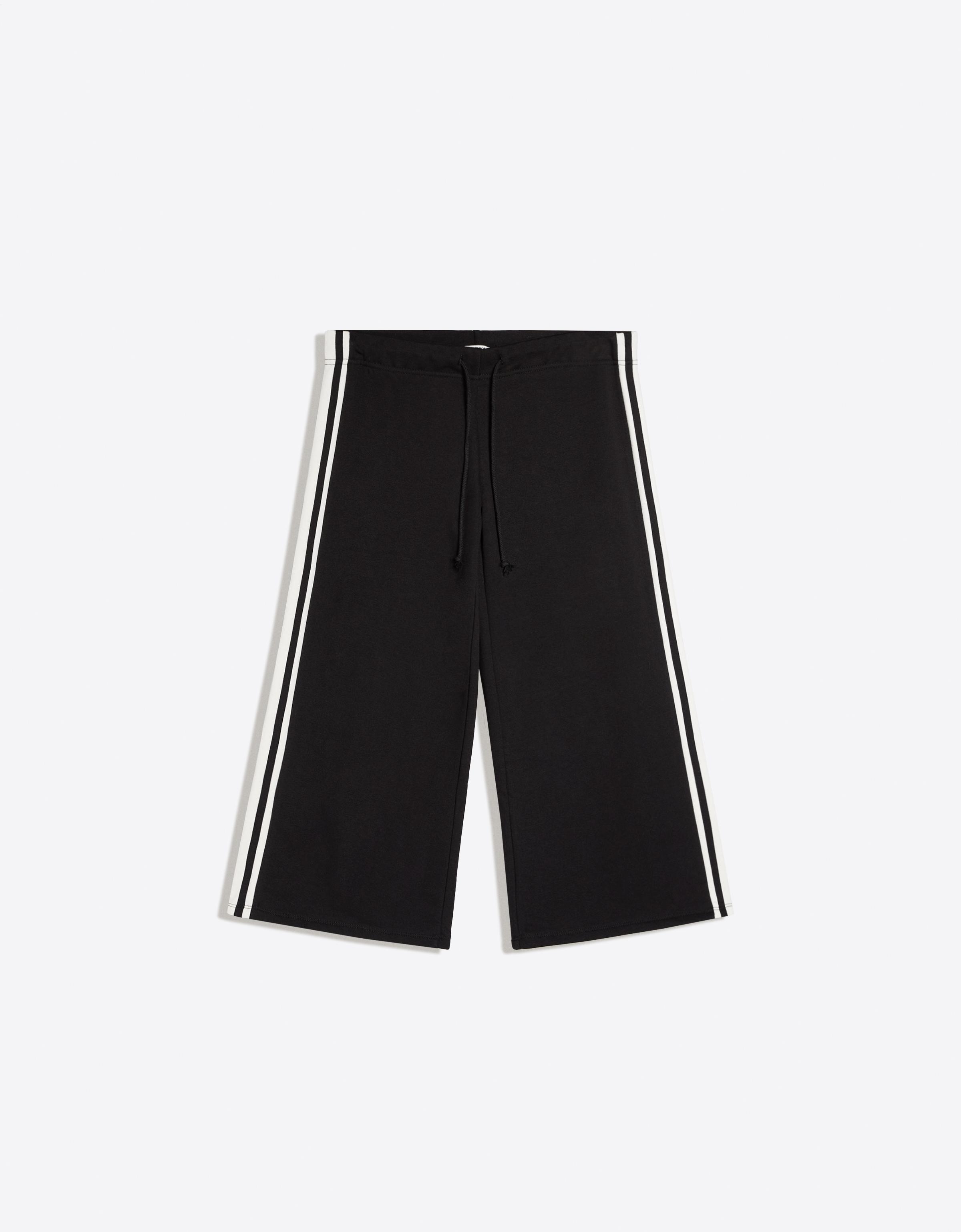 Plush capris with side stripe — Black
