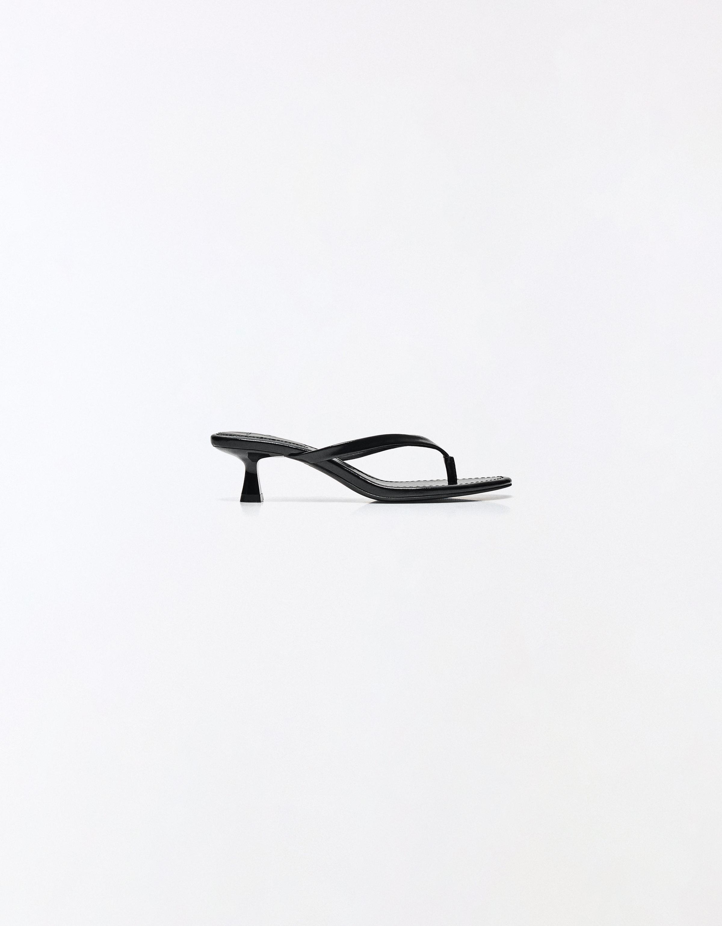 Heeled thong sandals — BLACK