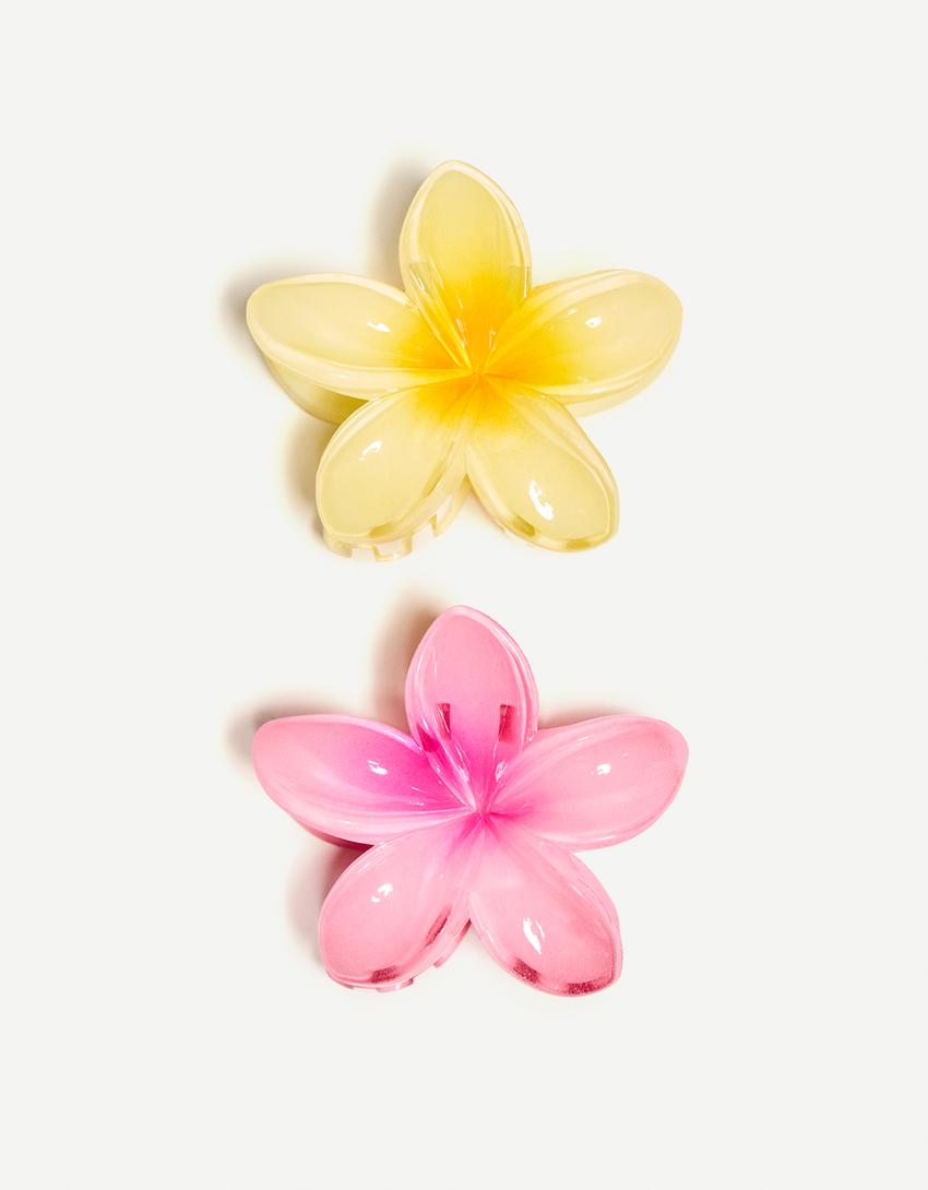 Pacco di 2 fermagli fiore-Rosa-2