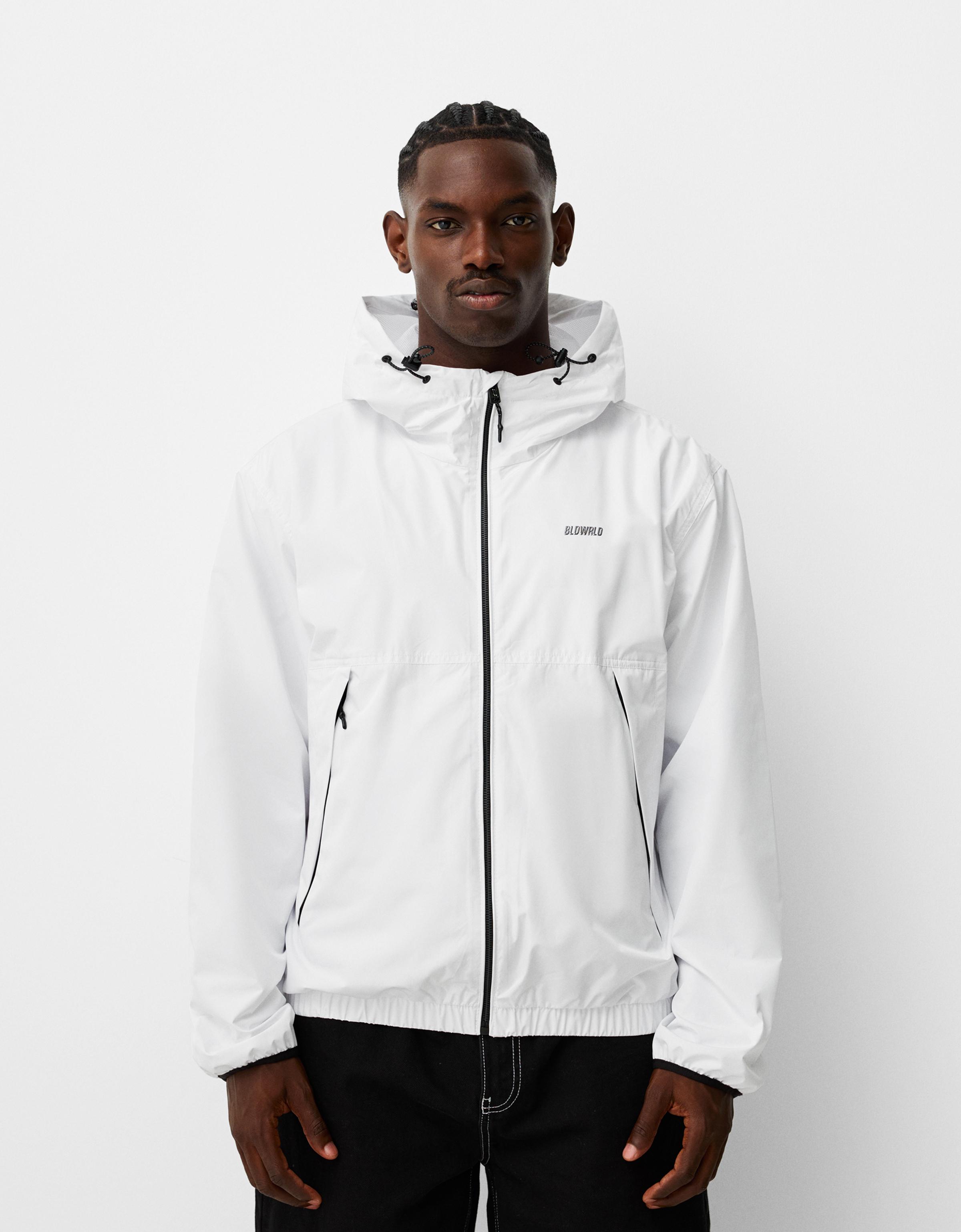 Bershka Jacke Aus Funktionsstoff Mit Kapuze Herren Xs Weiss