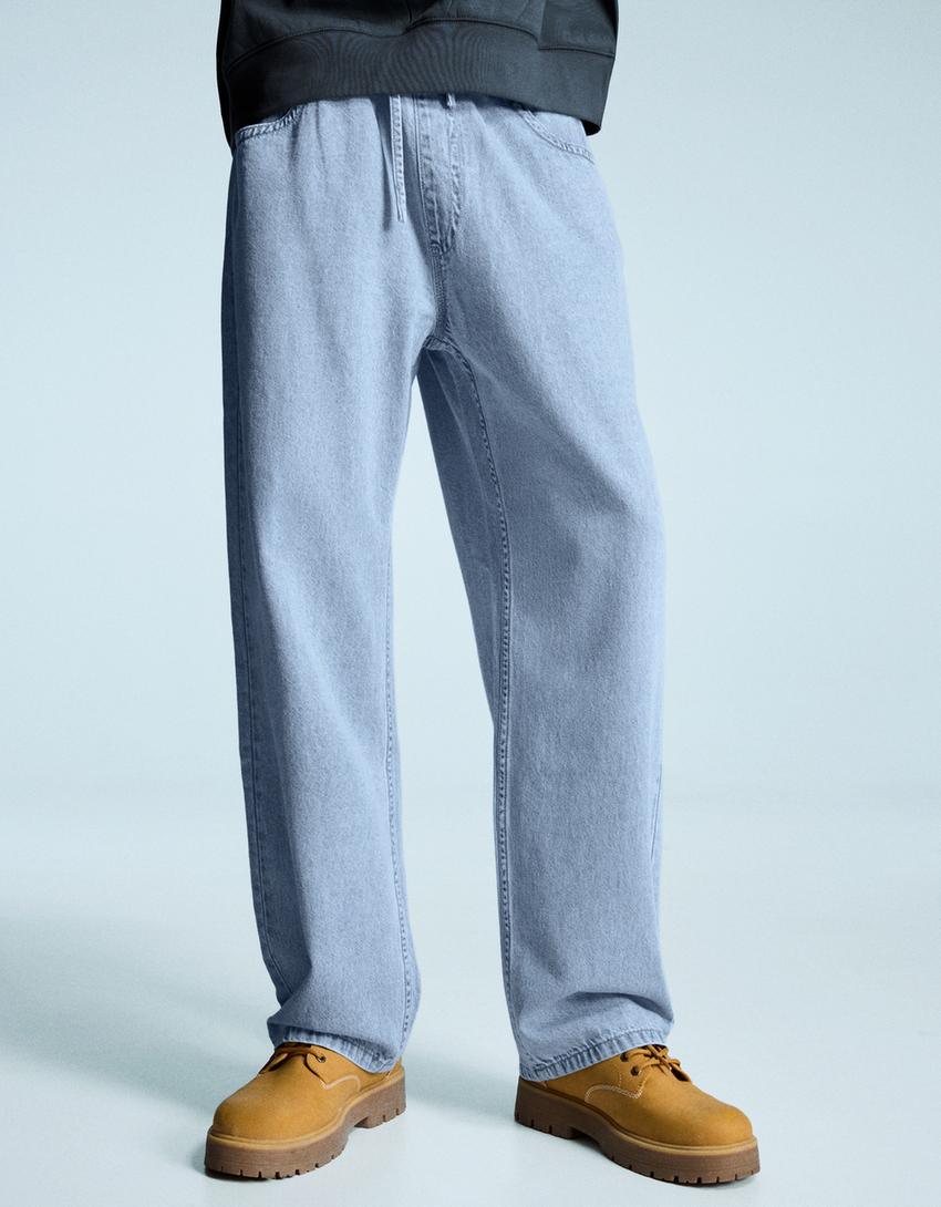 Straight jogger jeans-Light blue