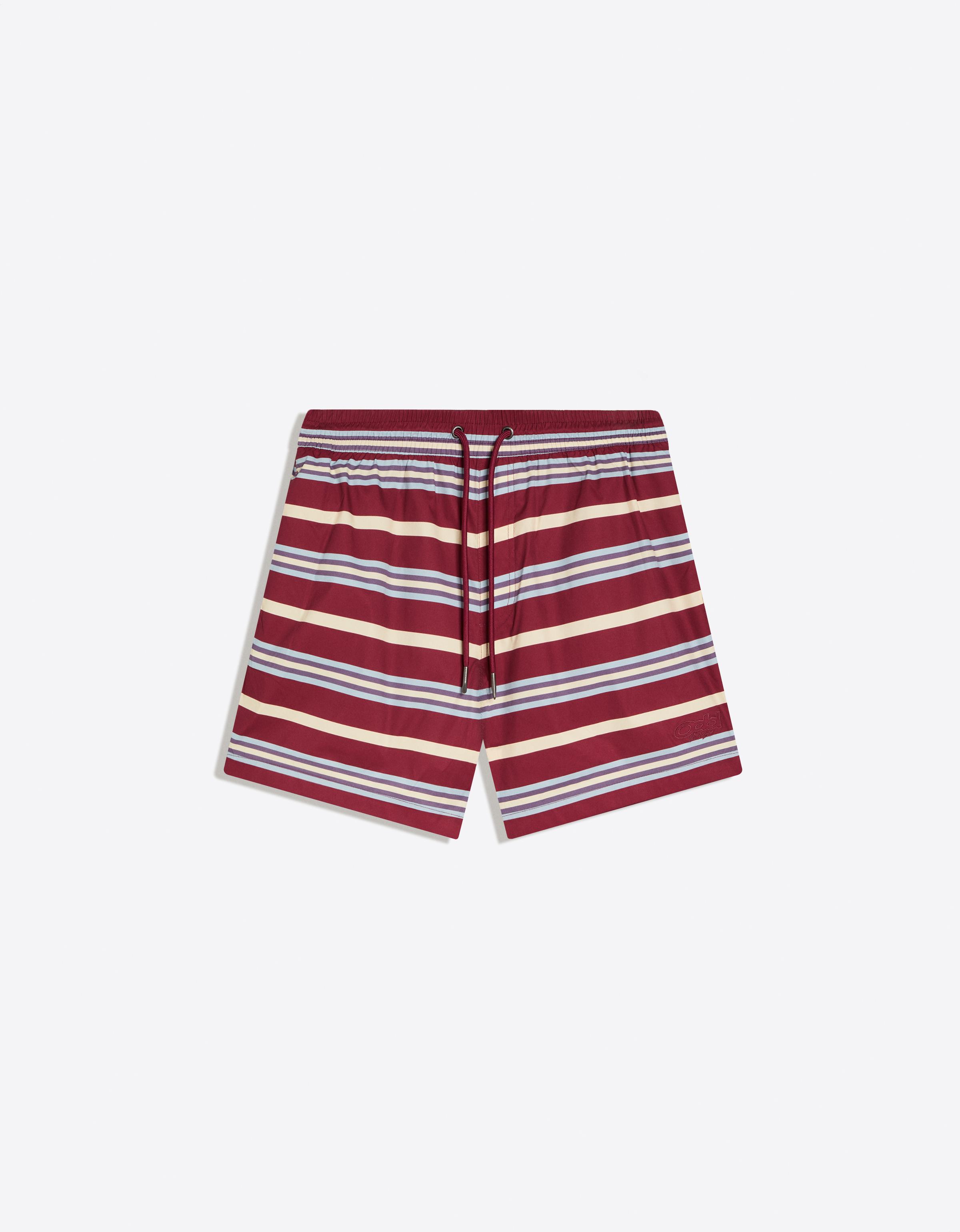 Boxy striped swim shorts — Burgundy