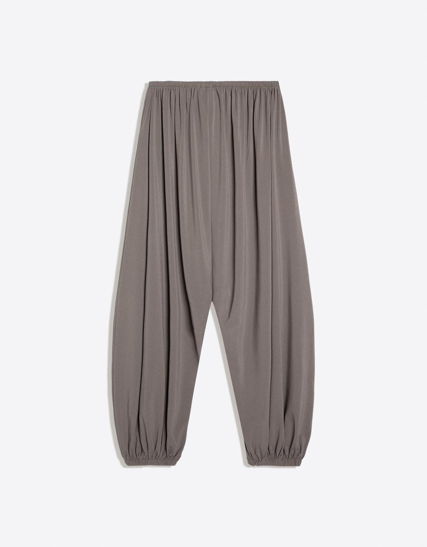 Pantalon bouffant fluide-Taupe