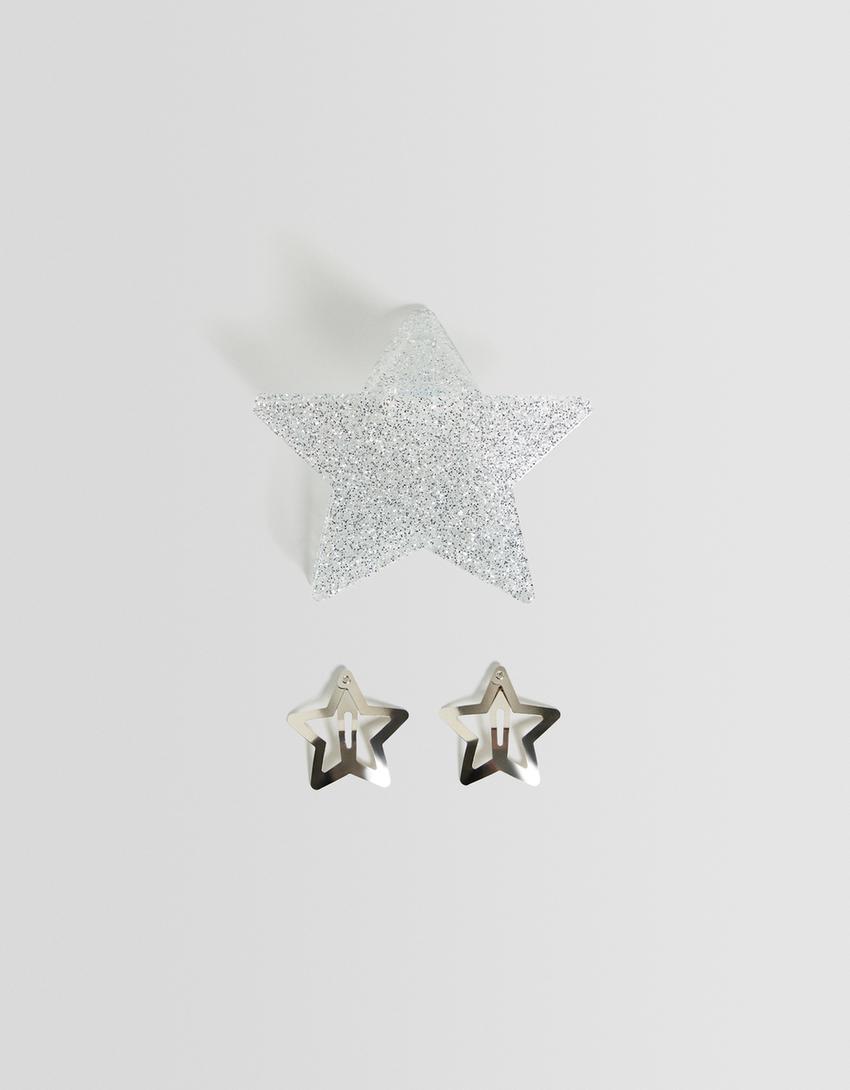 حزمة مشابك شعر نجمة-فضي-4