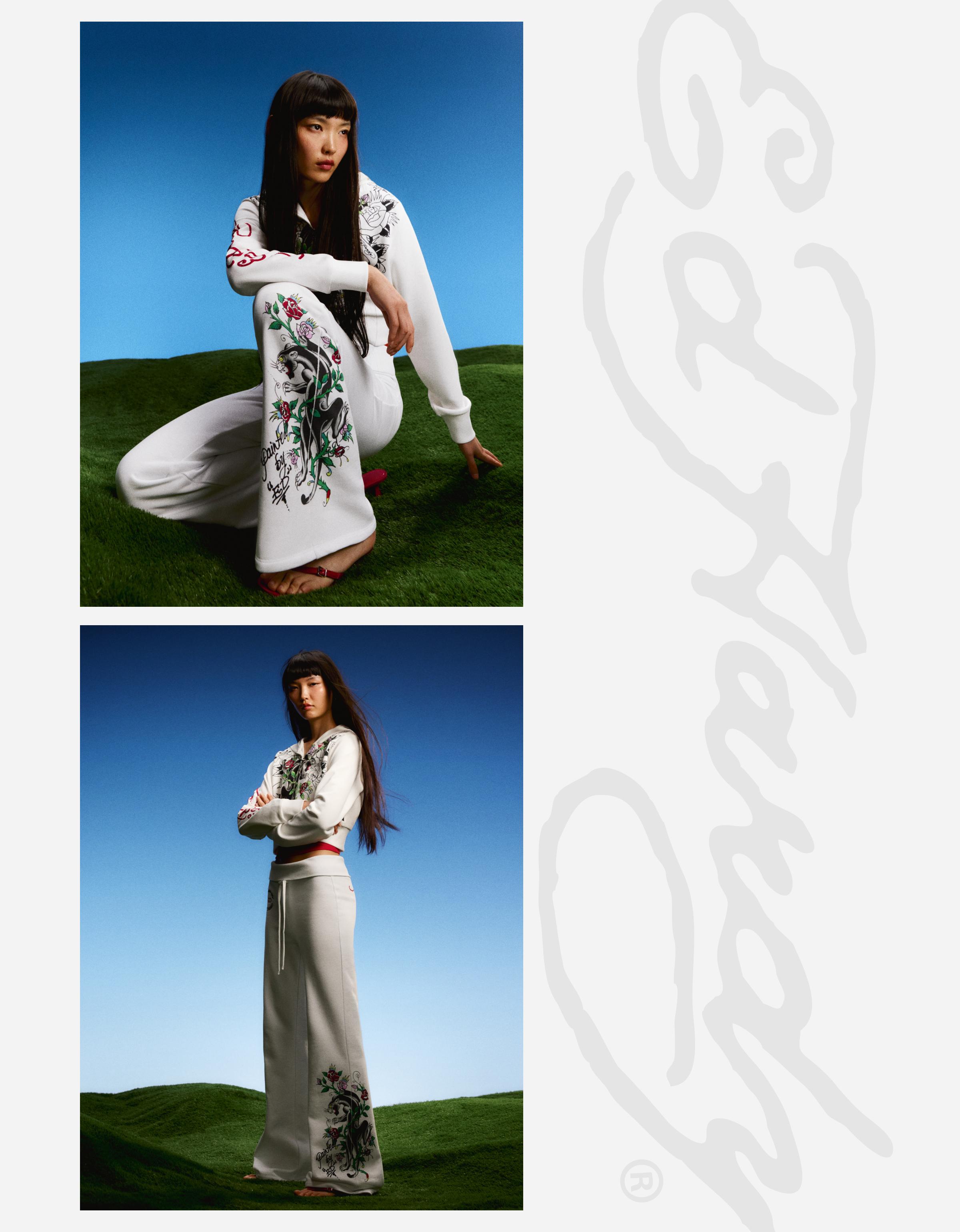 Flared trousers ED HARDY X BERSHKA — Off white