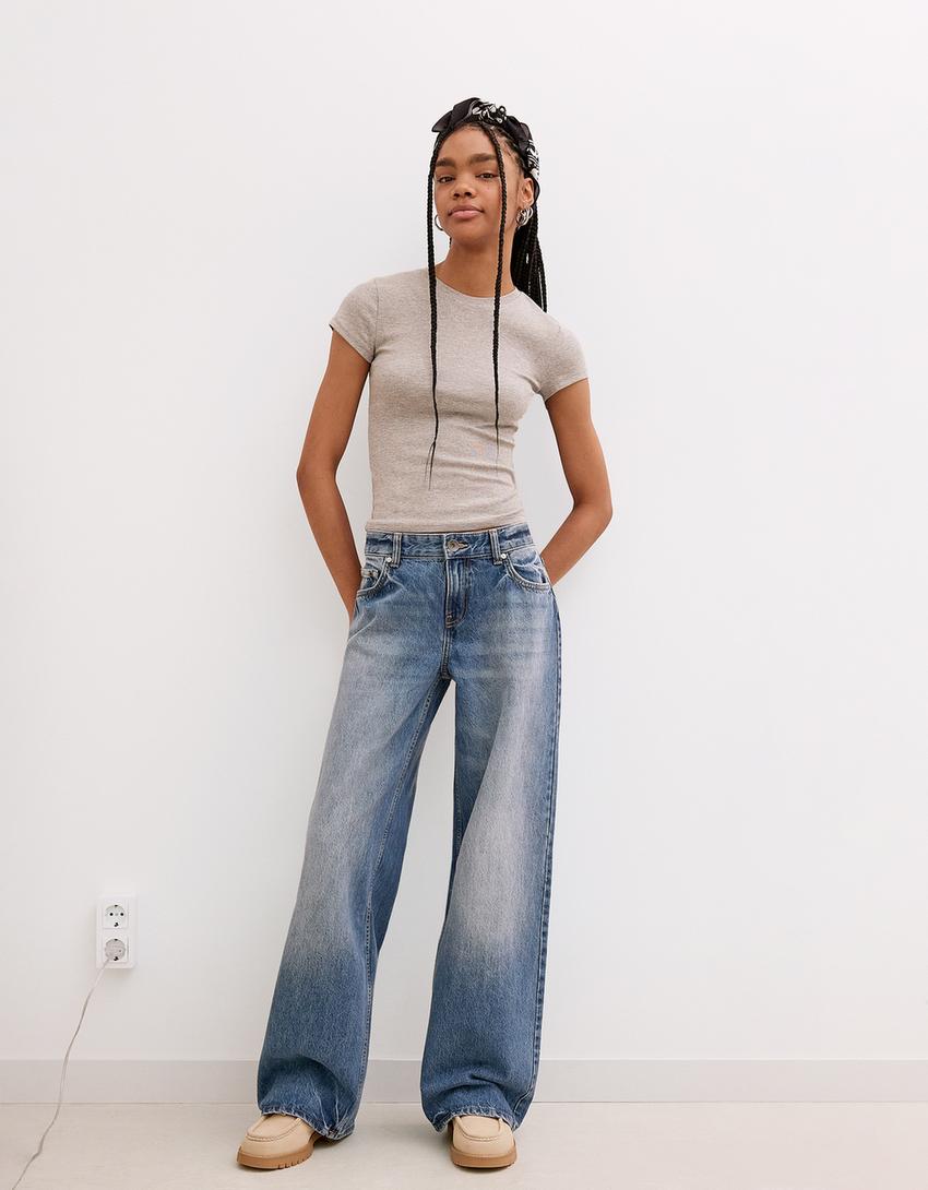Boyfriend-Jeans-Ausgewaschenes Blau-0