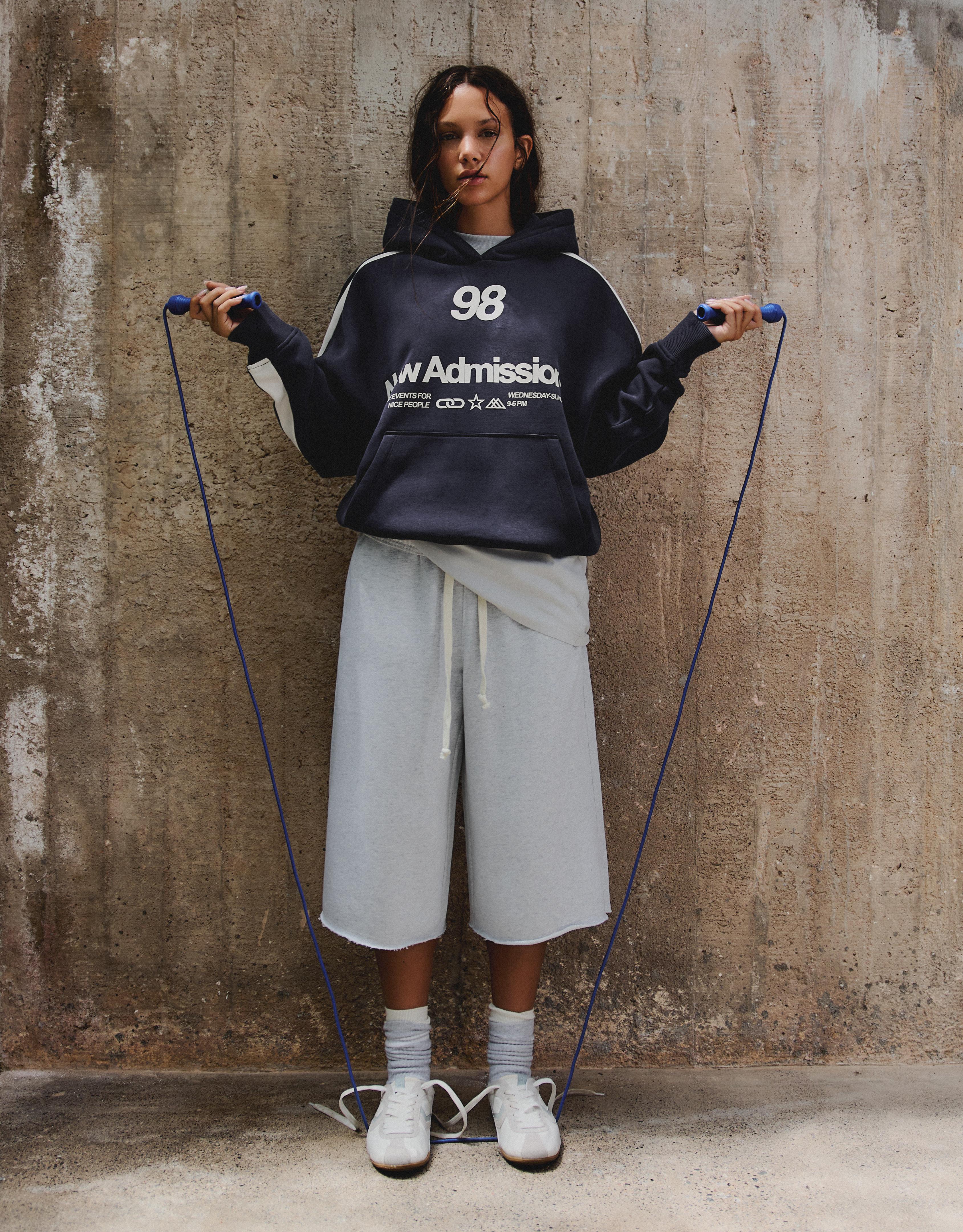 Printed hoodie — Navy