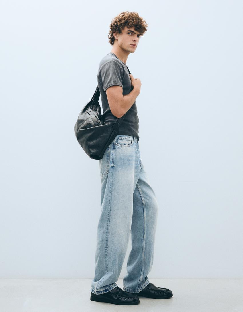 Jeans straight wide-Azul lavado