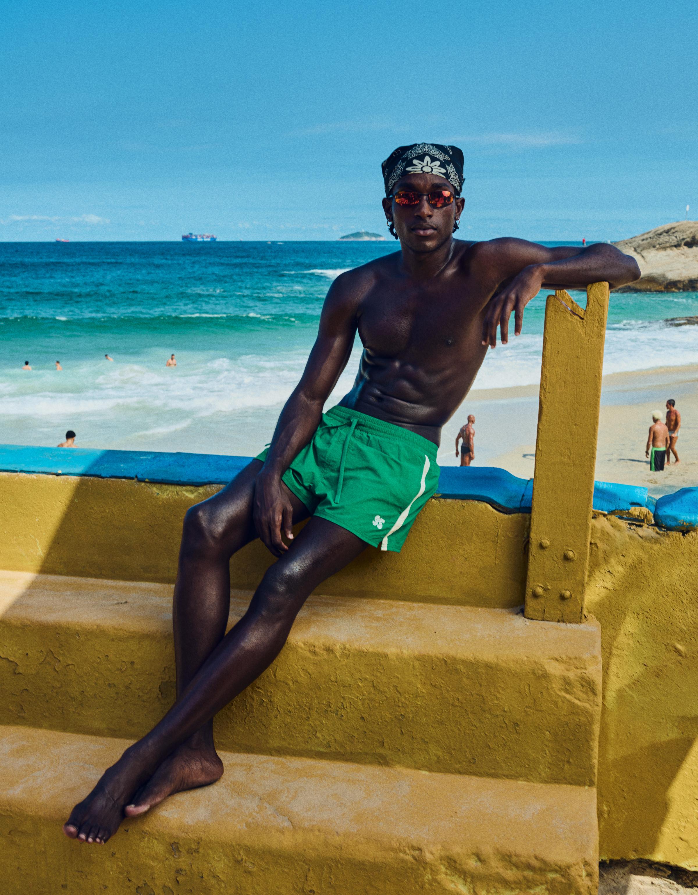 Retro short swim shorts — Green