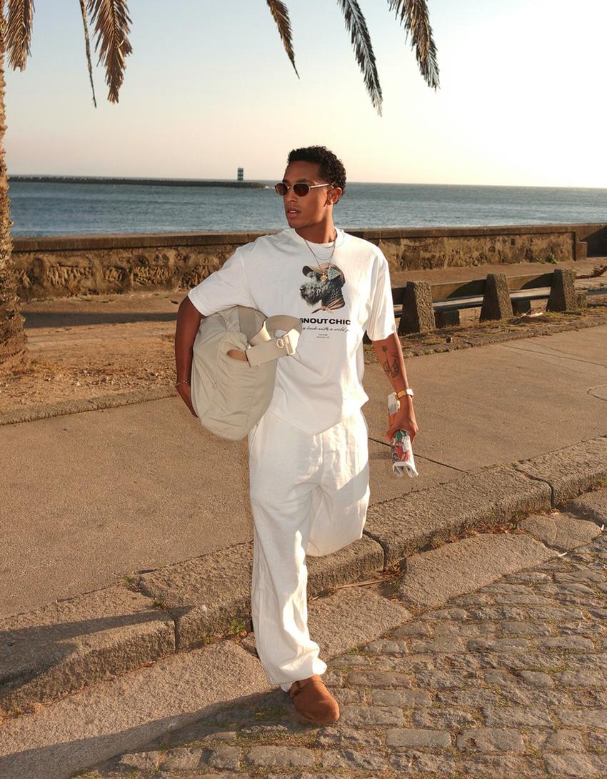 Short sleeve T-shirt with print-Off white-3
