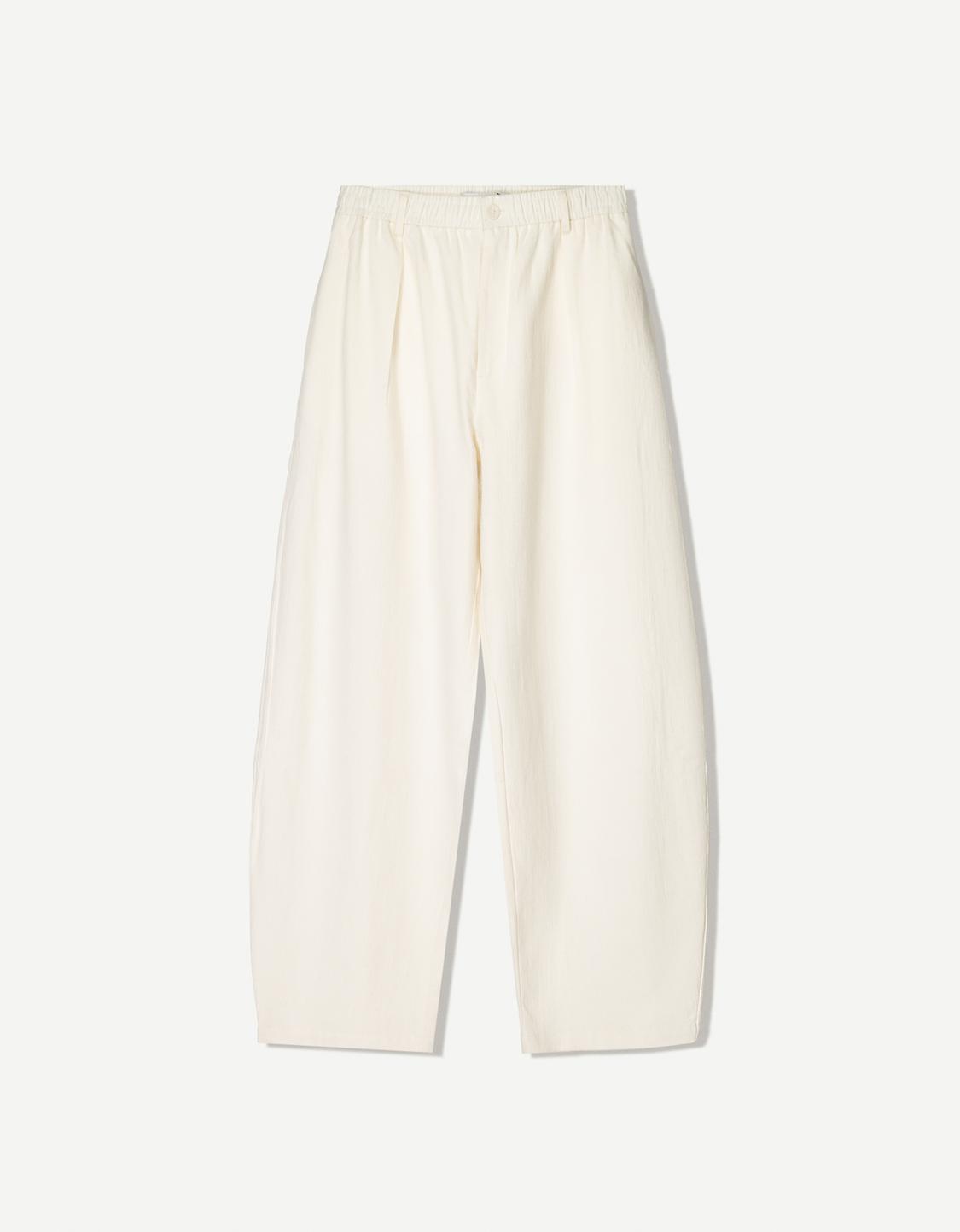 Tailored fit linen blend baggy trousers