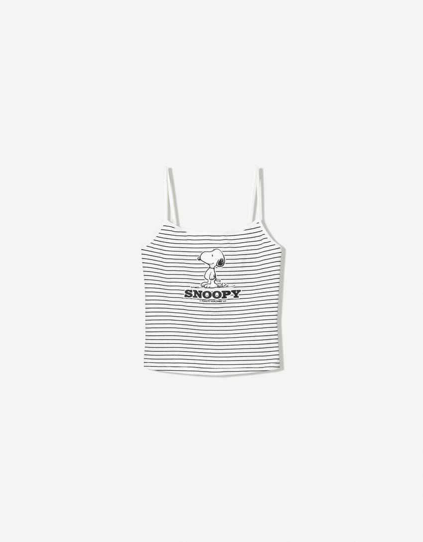 Top Snoopy con spalline-Bianco Roto-3