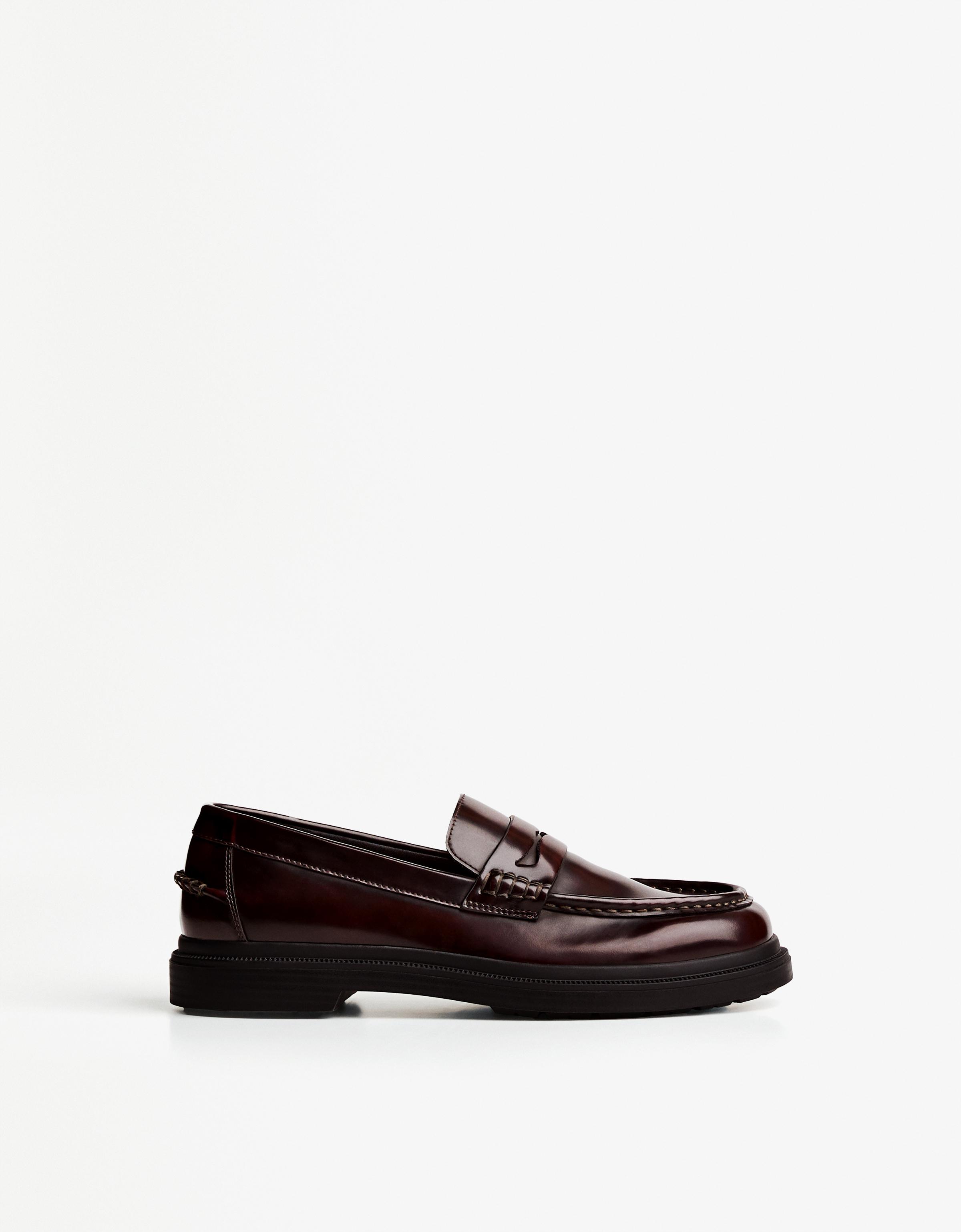 Bershka Mokassin Mit Loafer-Detail Herren 40 Granatrot