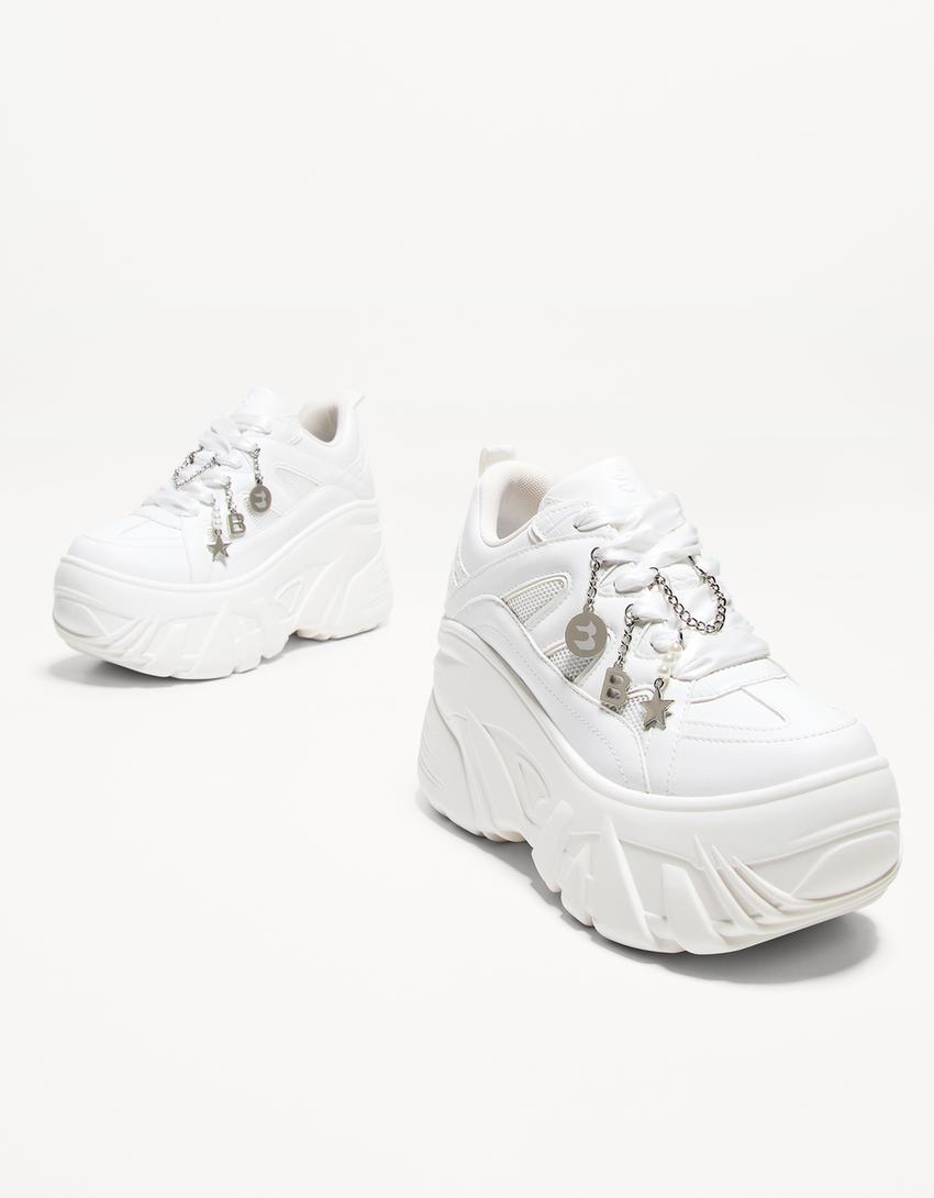 XL platform sneakers with charms-WHITE-4