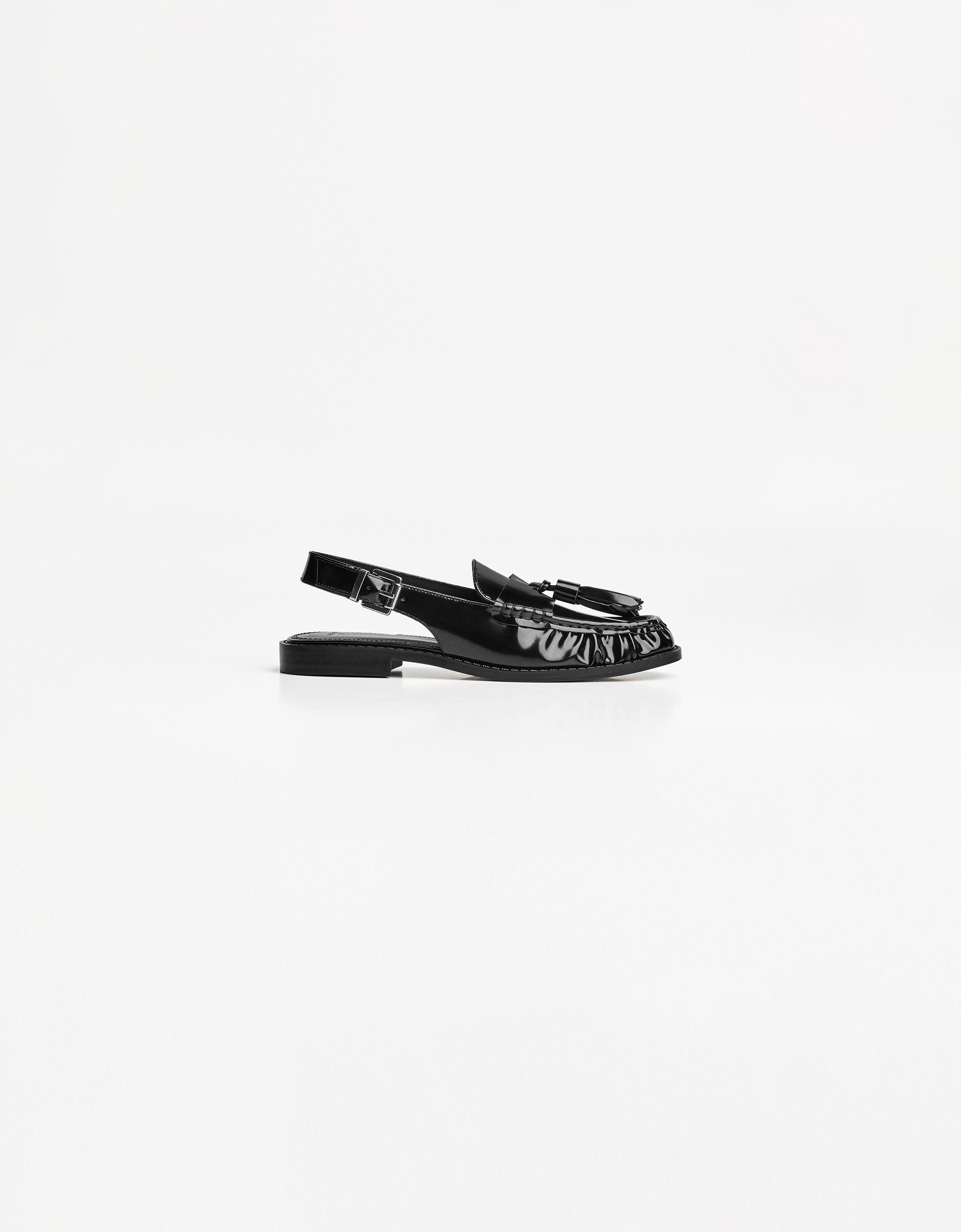 Backless tassel loafers — BLACK