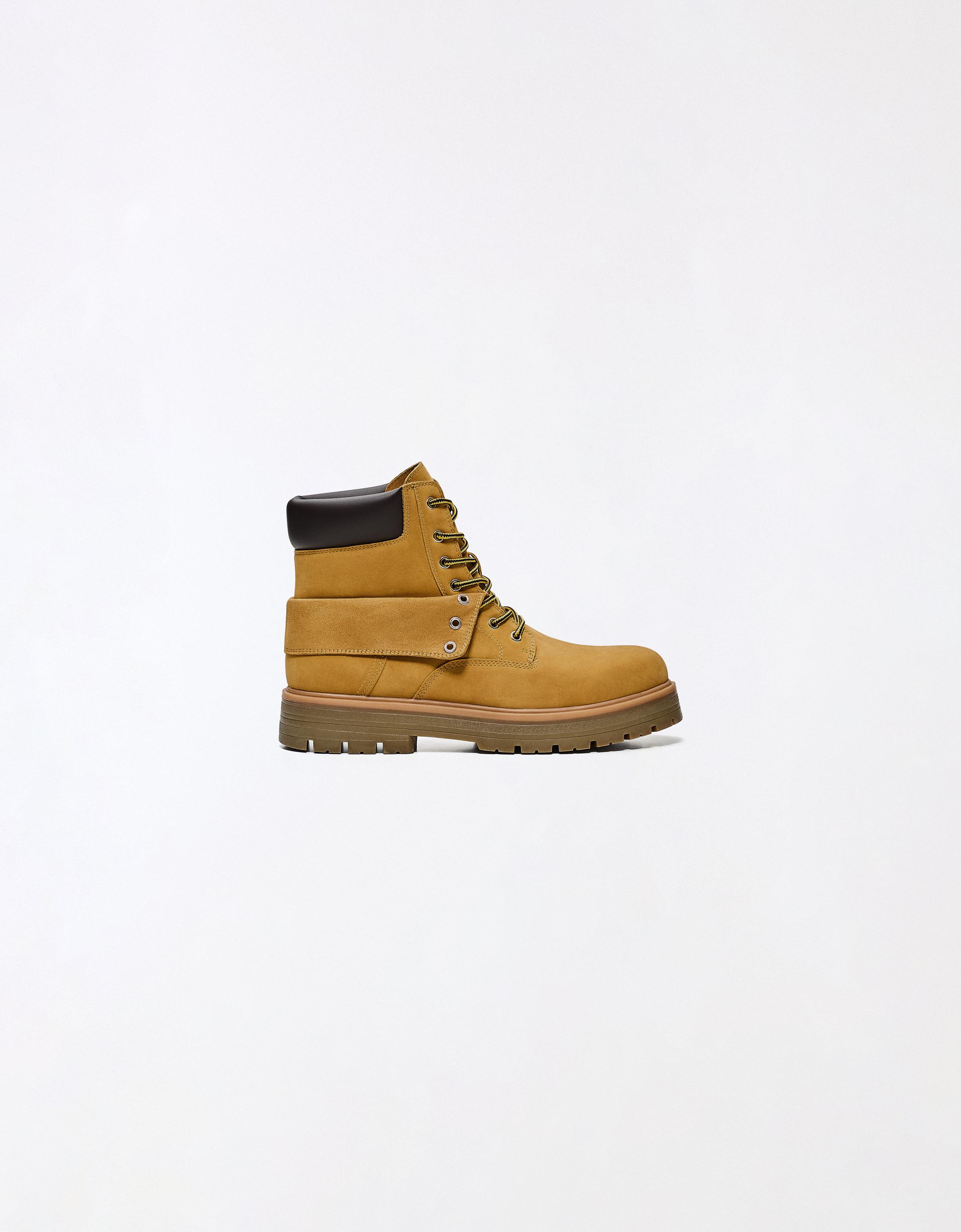 LACE-UP WORKER ANKLE BOOTS — SAND (alternate view)