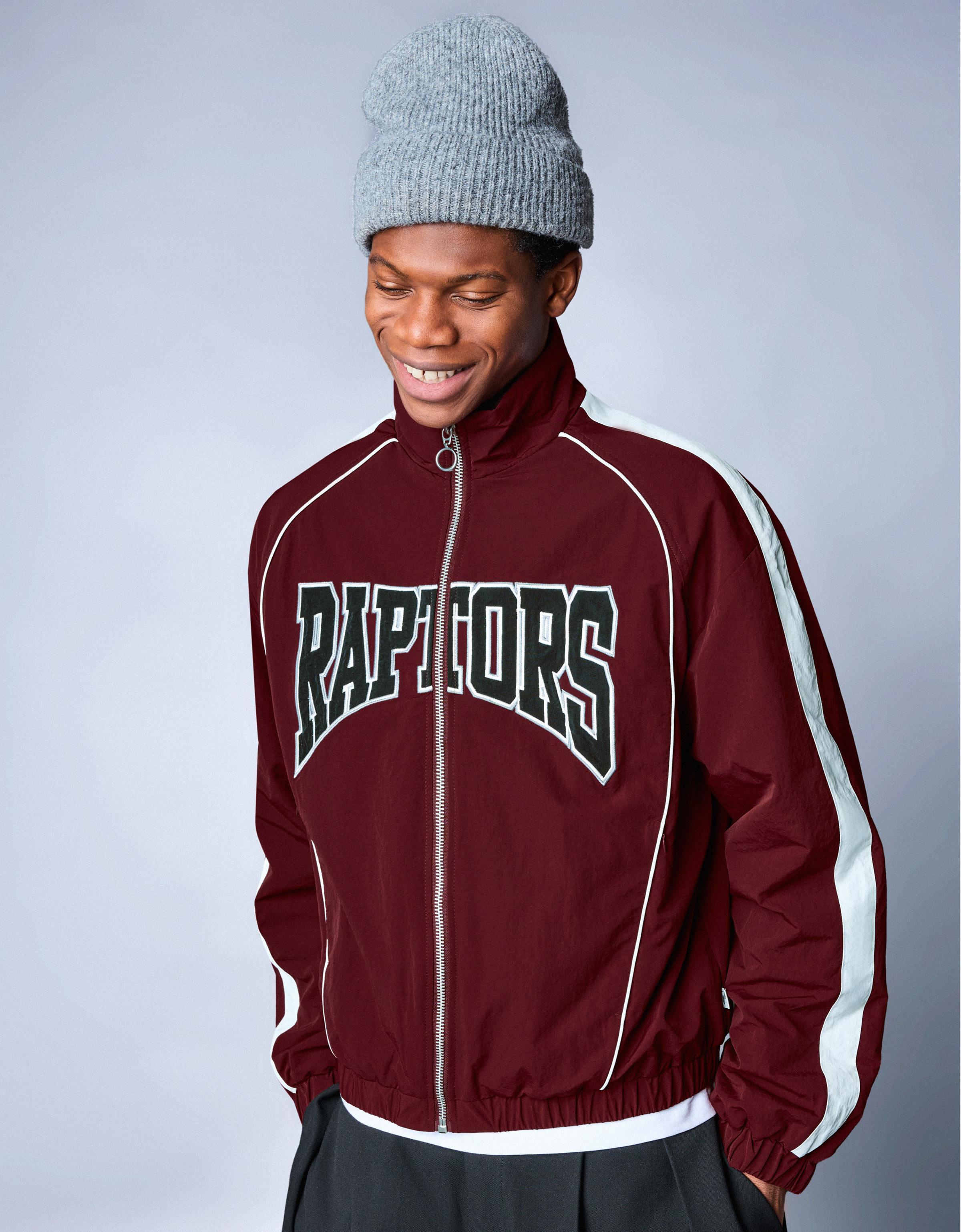 Bershka Jacke Mit Reißverschluss Und Print Herren Xs Bordeaux