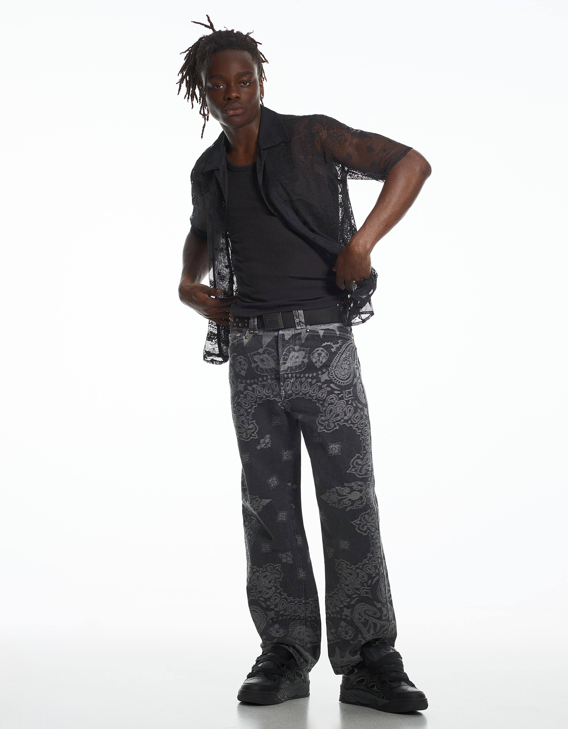 Bershka ARIES X BERSHKA dantelli kısa kollu gömlek görsel 3