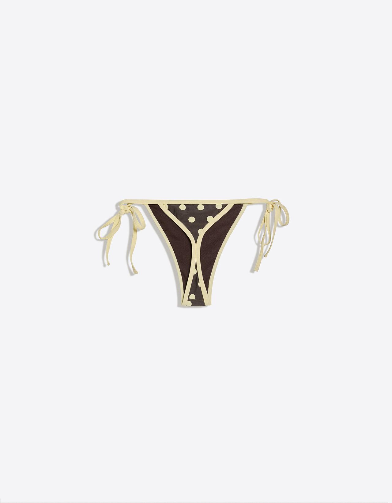 Polka dot thong bikini briefs — Brown