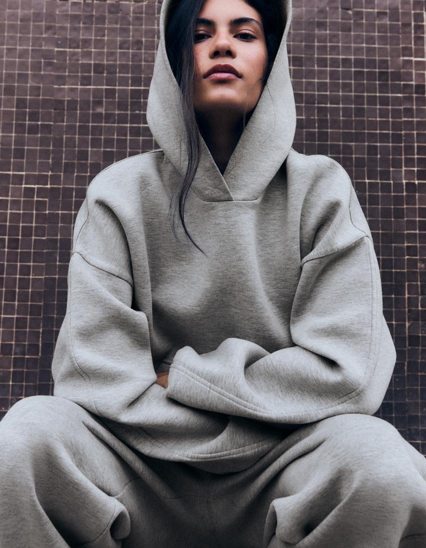 Scuba fabric hoodie-Grey