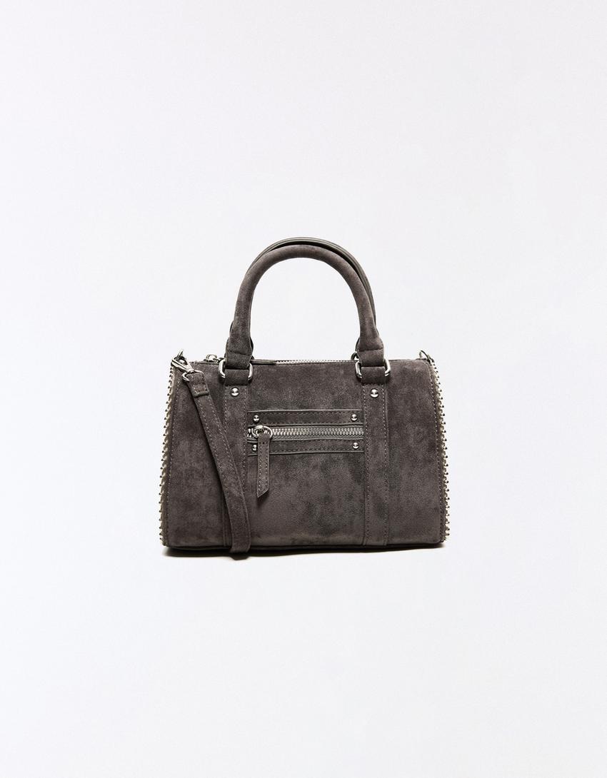 Bowlingtasche in Wildlederoptik-Grau