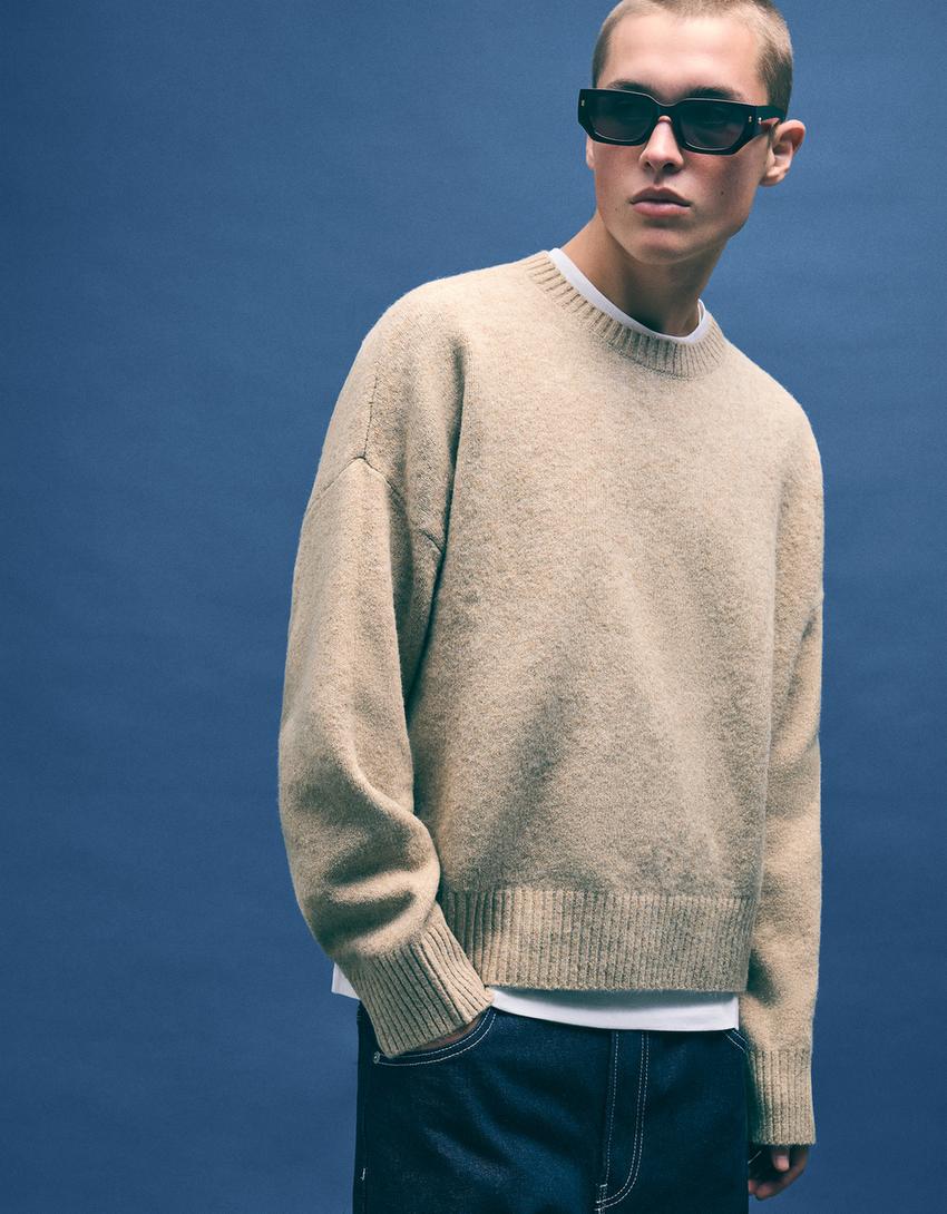 Cropped jumper-Camel
