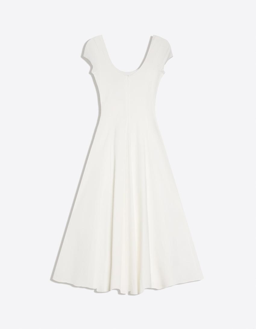 Robe midi jupe évasée-Blanc