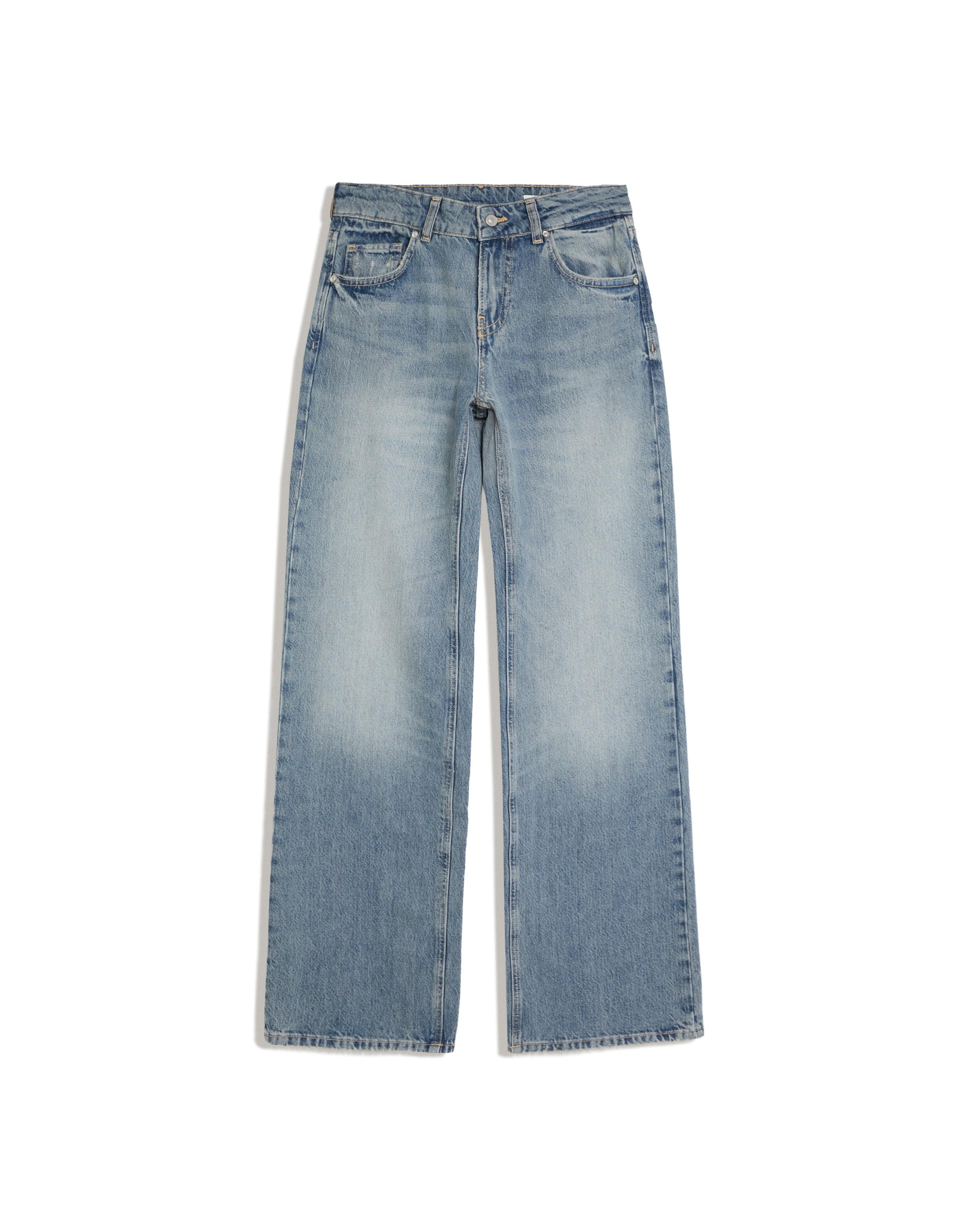 Mid-waist straight jeans — Washed out blue