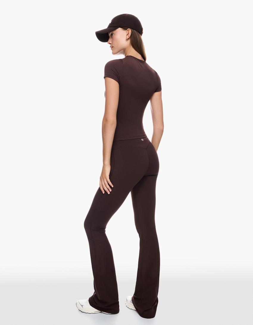 Pantaloni flare tecnici-Marrone
