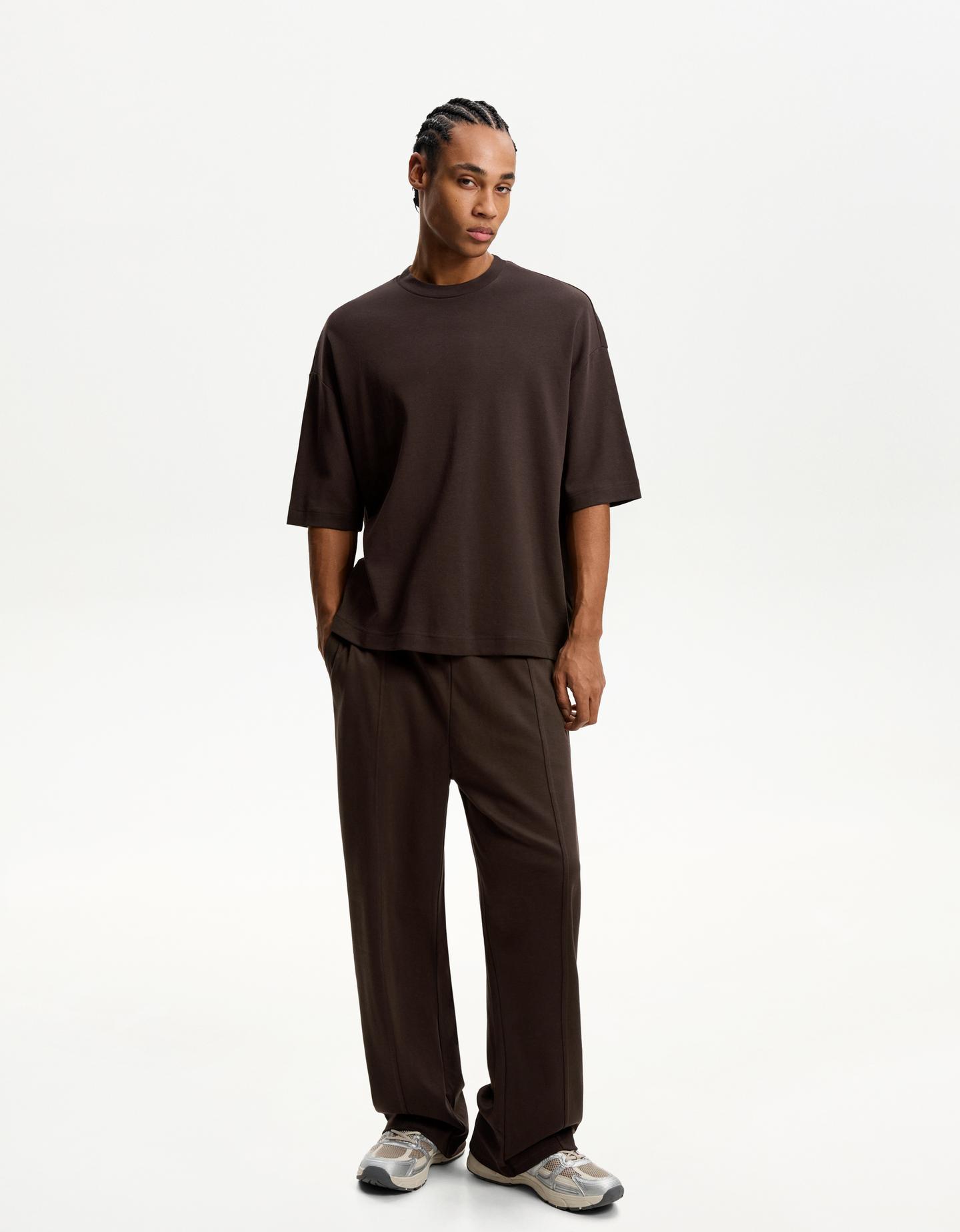 Bershka Pantaloni Wide Leg Uomo S Marrone