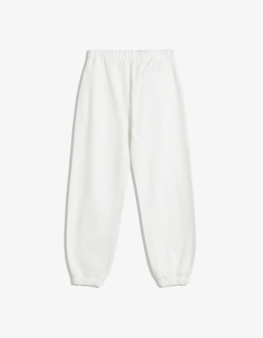 Pantalón felpa jogger-Branco-4