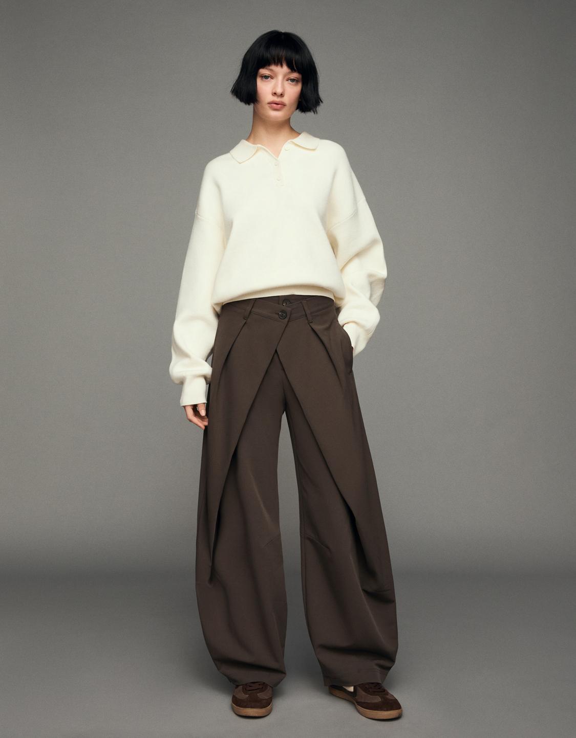 Barrel trousers with pleats