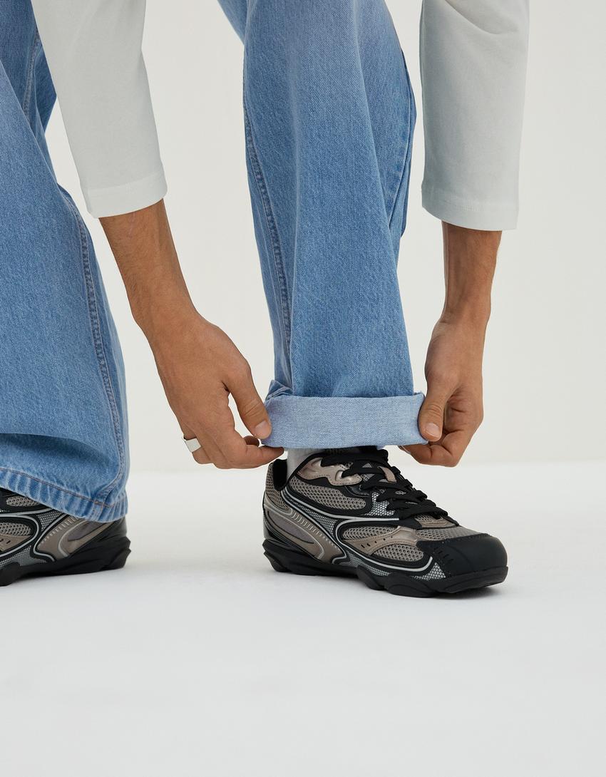 Jeans baggy fit-Azzurro Lavato