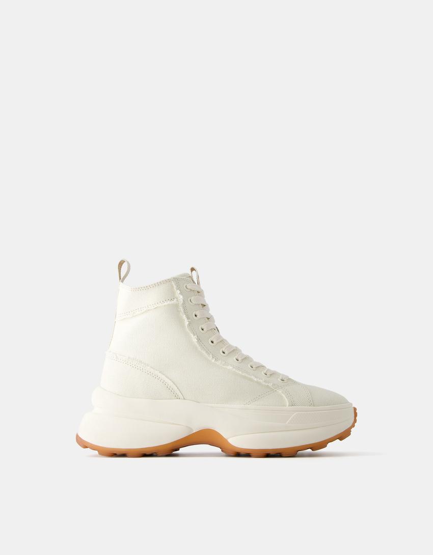 بوت برقبة للكاحل رياضي بنعل سميك-بيج فاتح-6