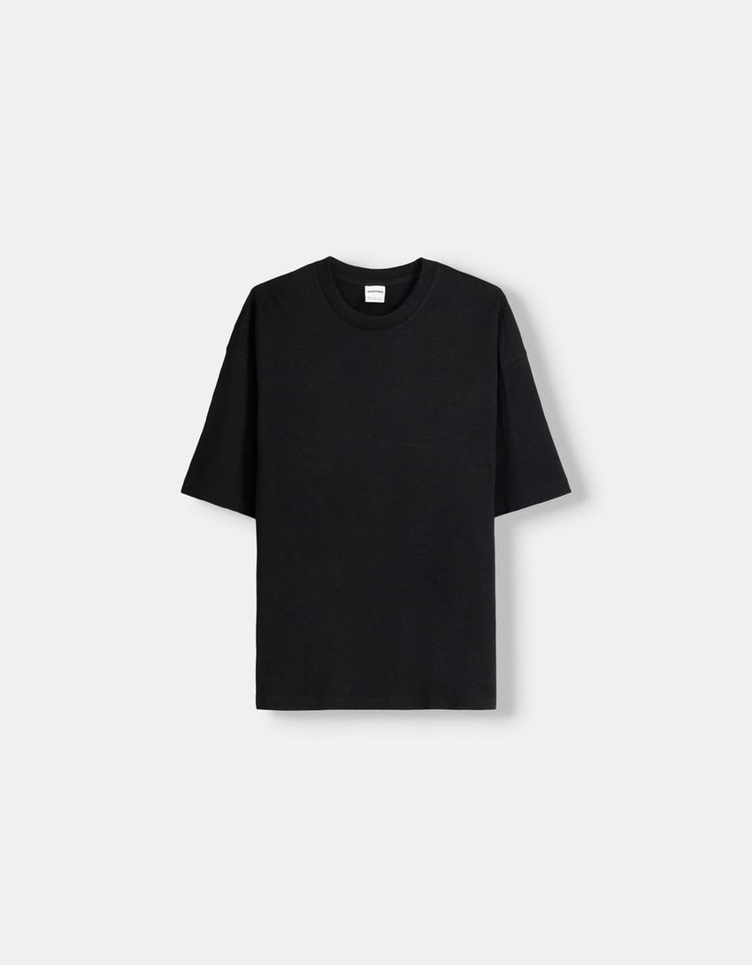 Oversized short sleeve T-shirt-Black-4