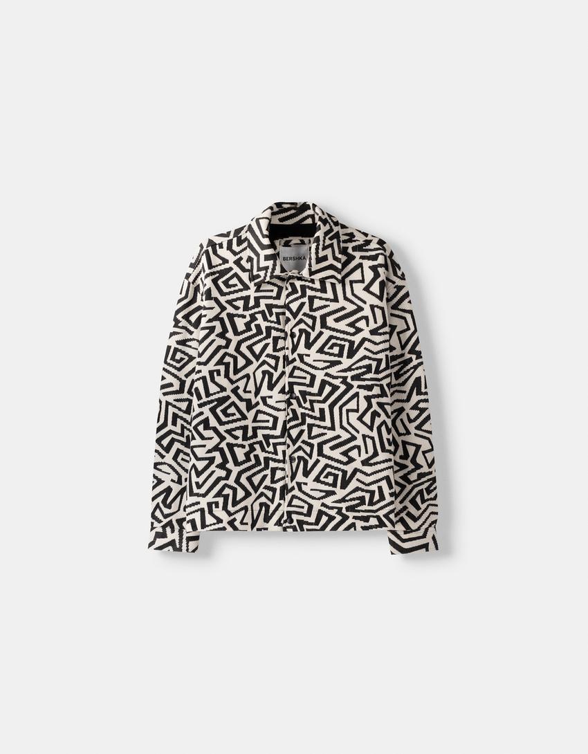 Blouson rustique imprimé-Noir-4