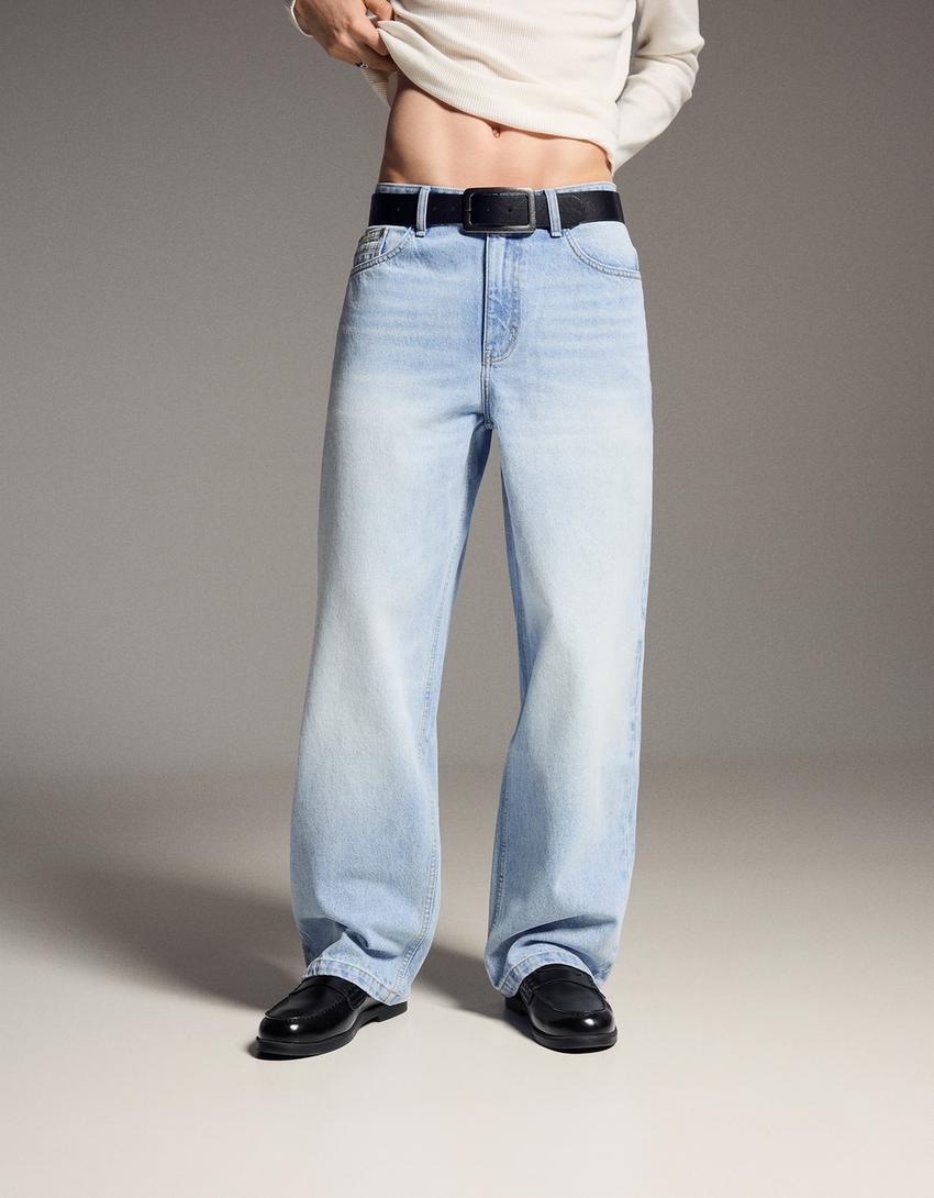 Blugi super baggy-Albastru deschis